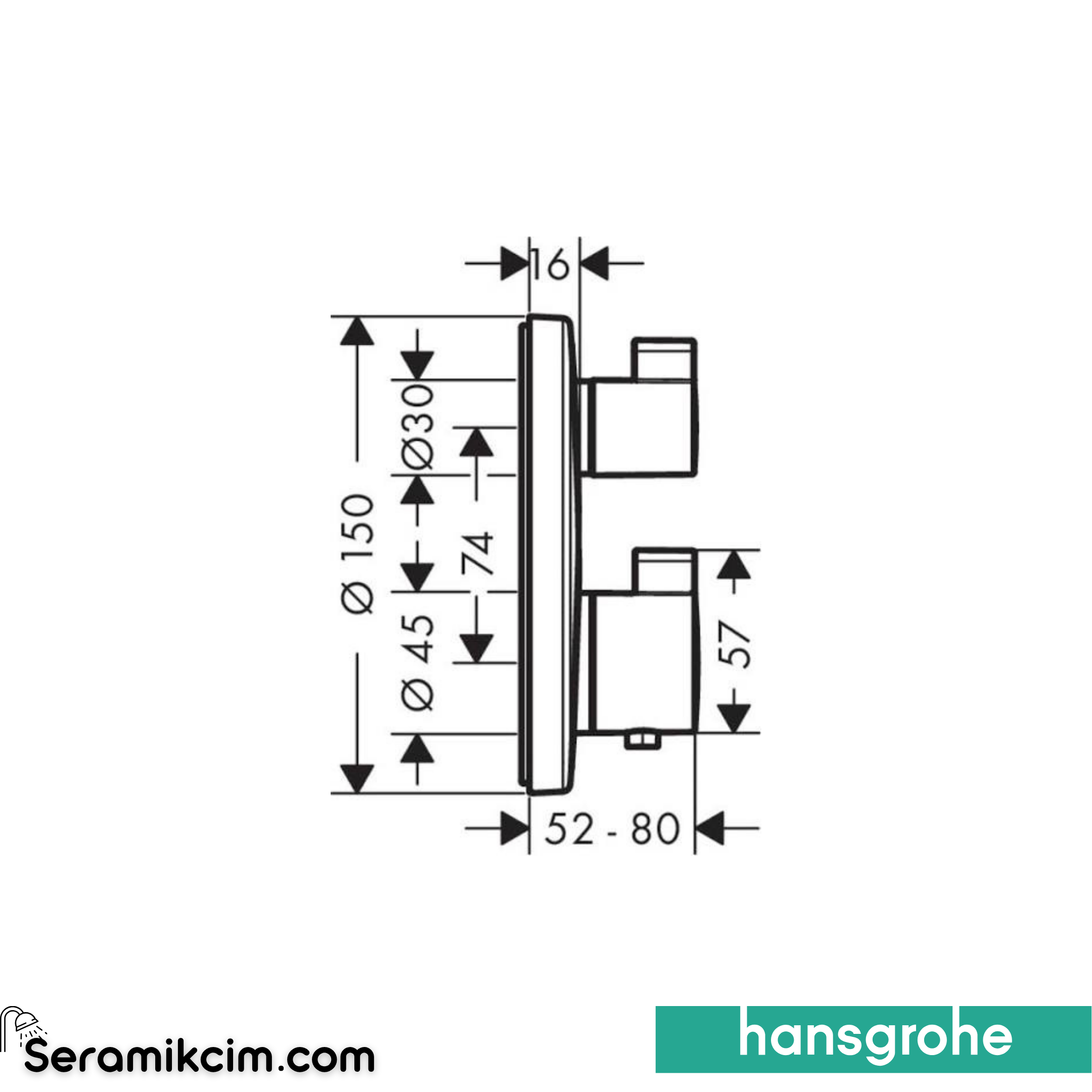 Hansgrohe Ecosmart S 1 Çıkış İçin Termostatik Banyo Bataryası Krom 15757000