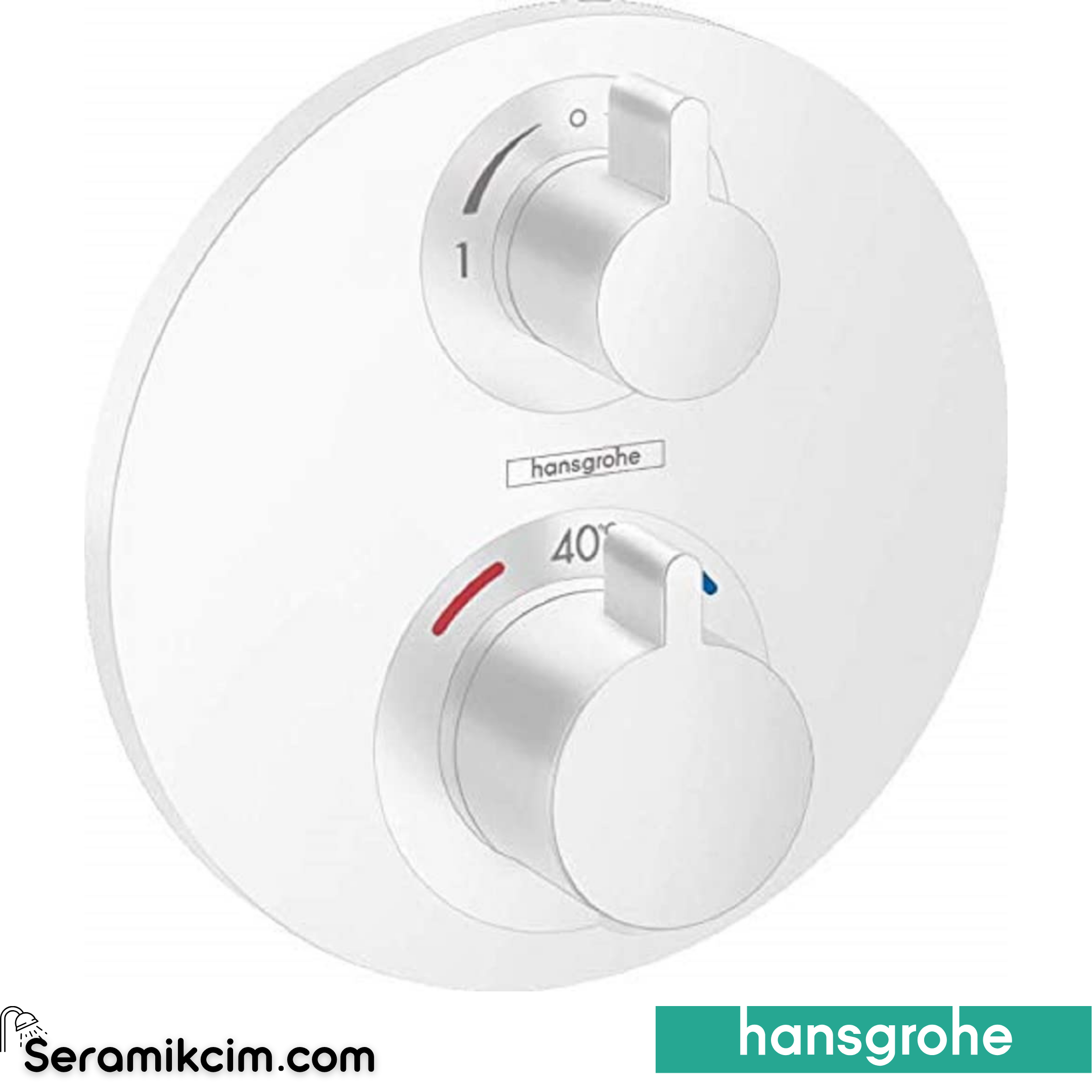 Hansgrohe Ecosmart S 2 Çıkış İçin Termostatik Banyo Bataryası Mat Beyaz 15758700