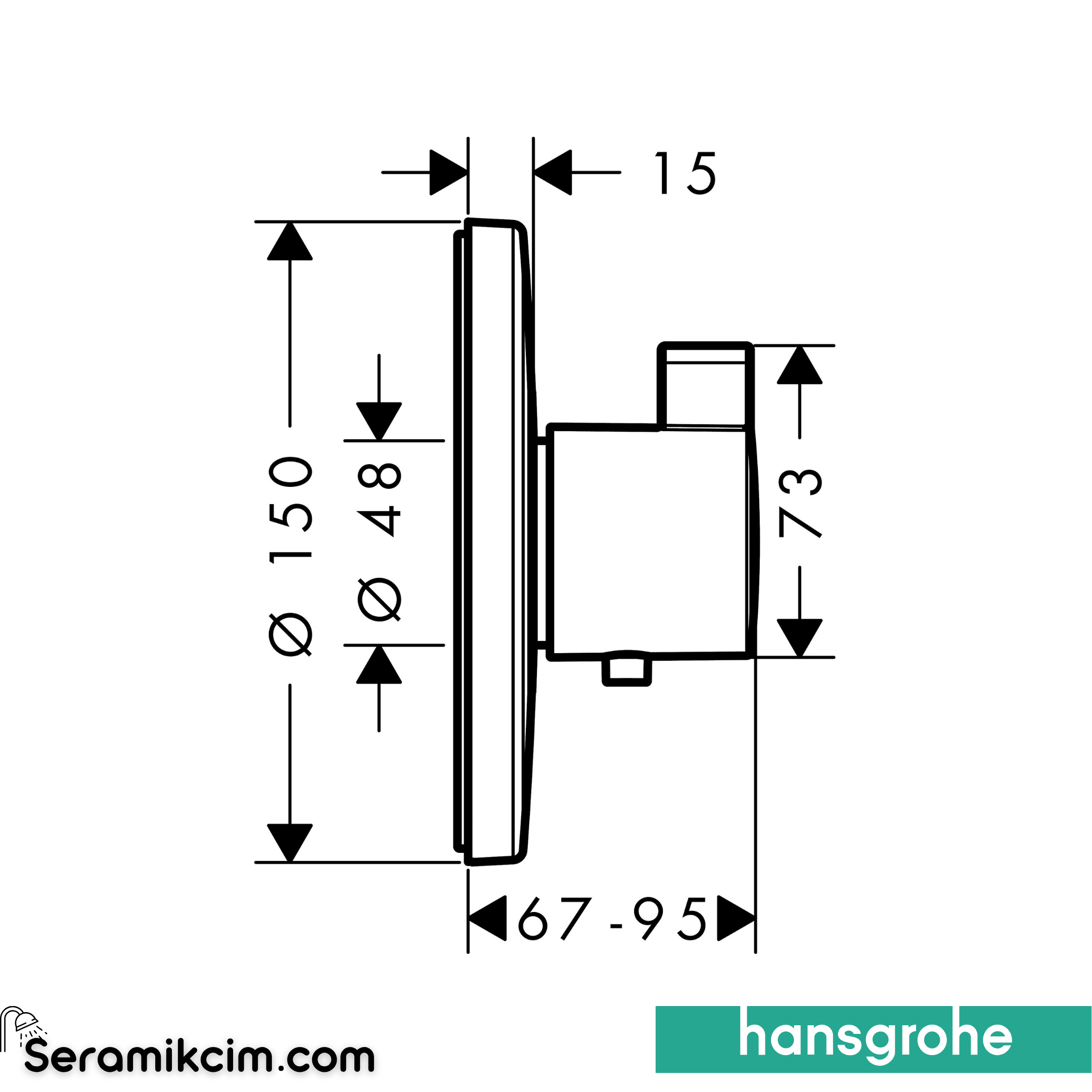 Hansgrohe Ecosmart S Ankastre Max Termostatik 59 L/Dk Krom 15756000
