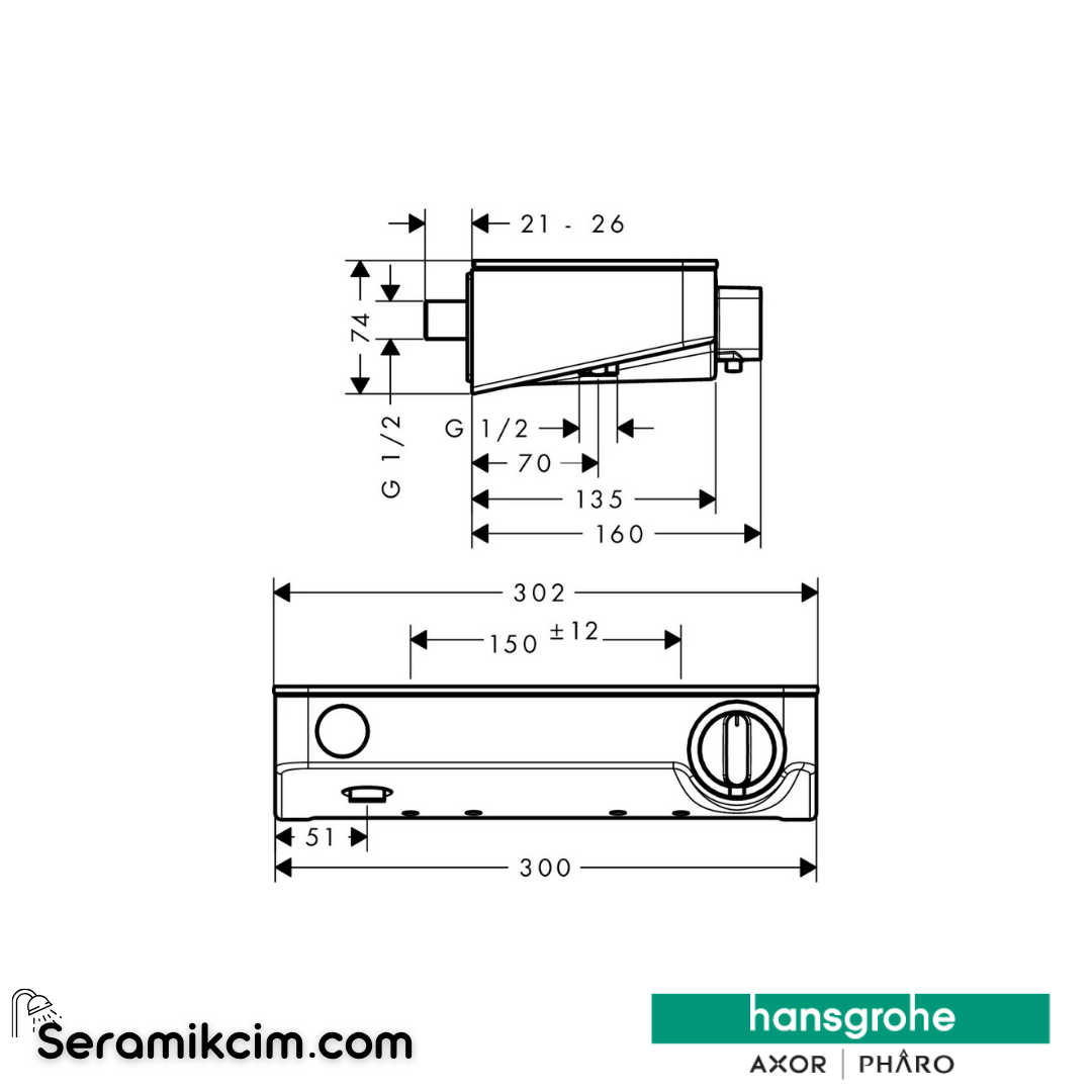 Hansgrohe Ecosmart Select Termostatik Duş Bataryası 13171000