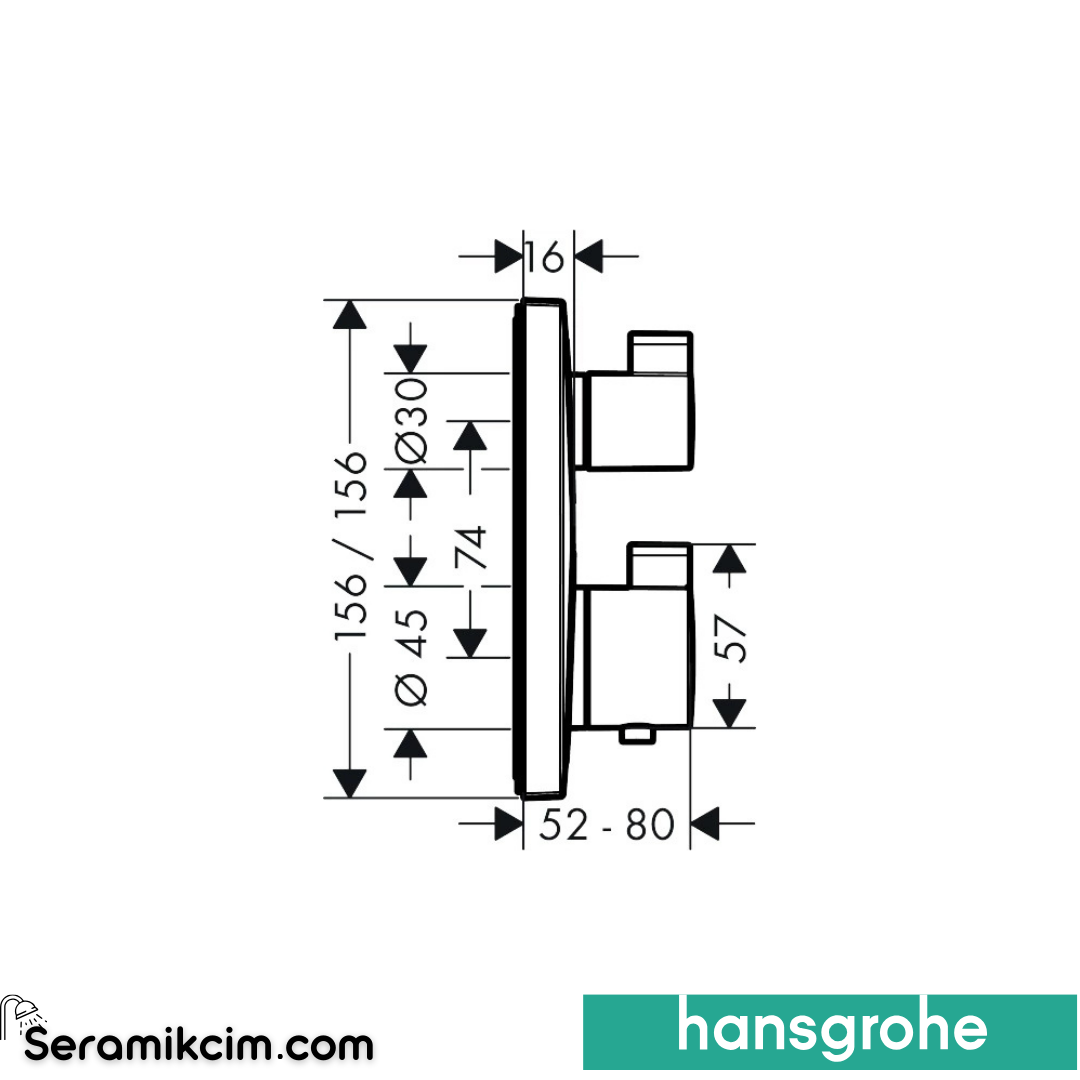 Hansgrohe Ecosmart Square Ankastre Termostatik Banyo Bataryası 2 Çıkış Parlak Altın 15714990