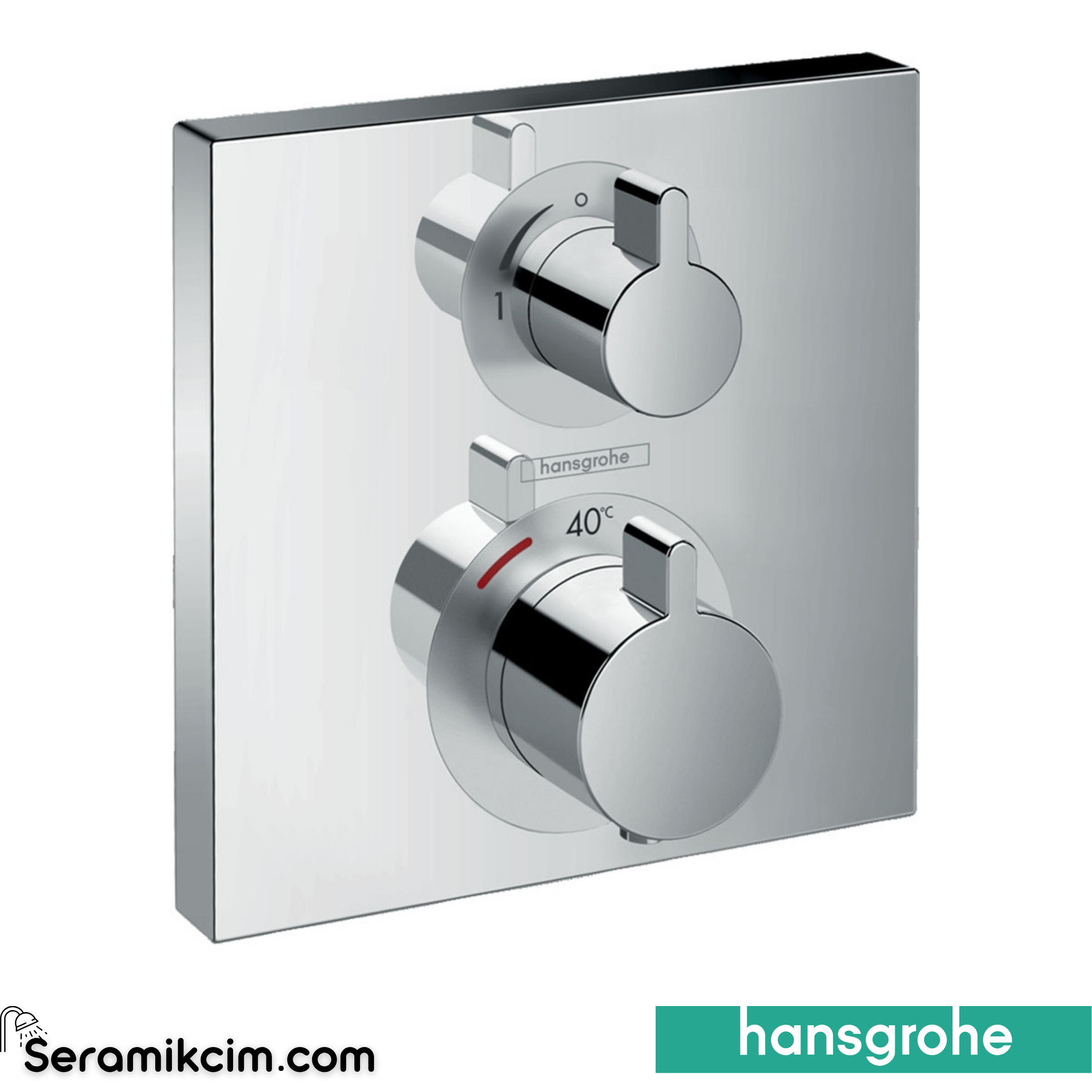 Hansgrohe Ecosmart Square Termostatik Banyo Bataryası 1 Çıkış Krom 15712000