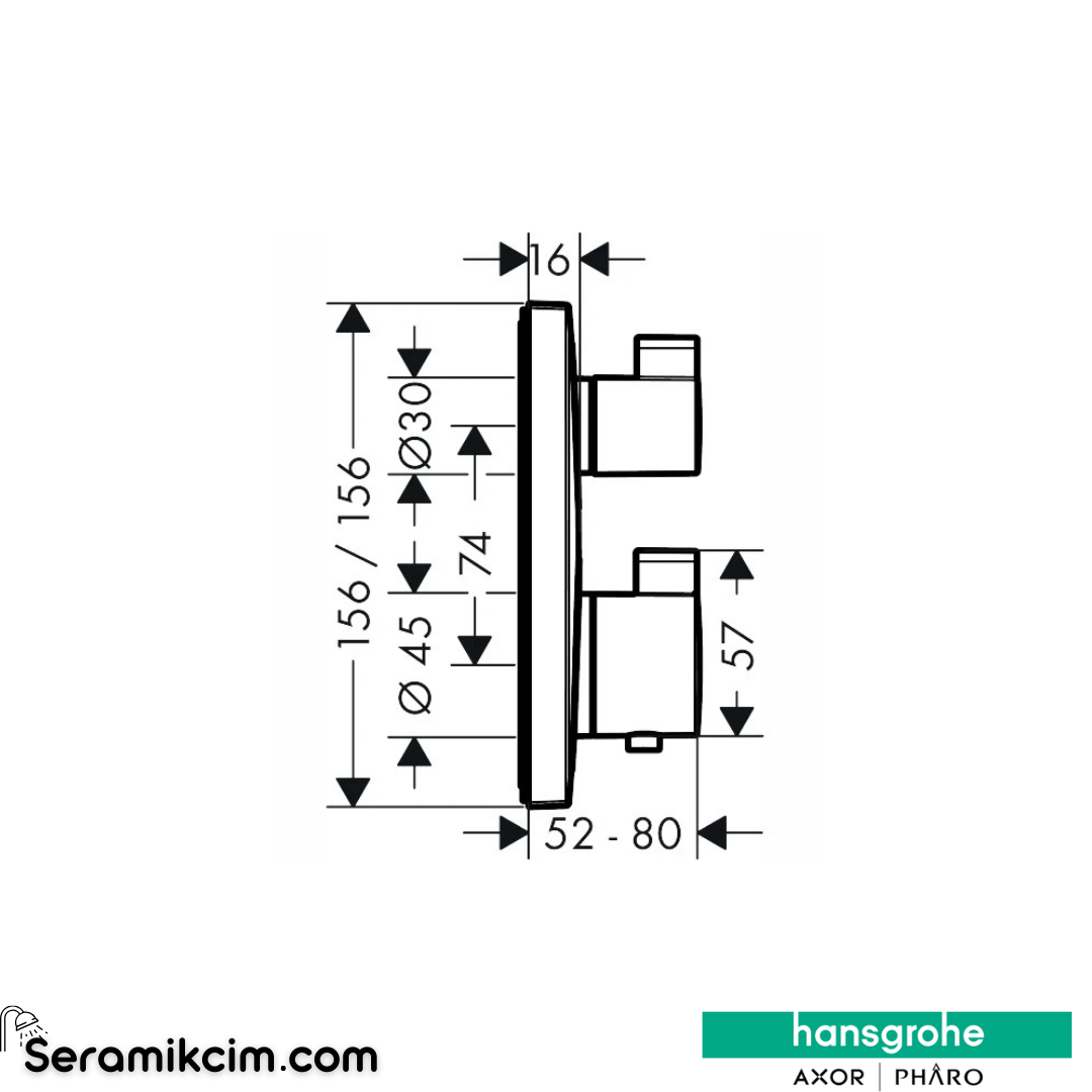 Hansgrohe Ecosmart Square Termostatik Banyo Bataryası 2 Çıkış Mat Bronz 15714140