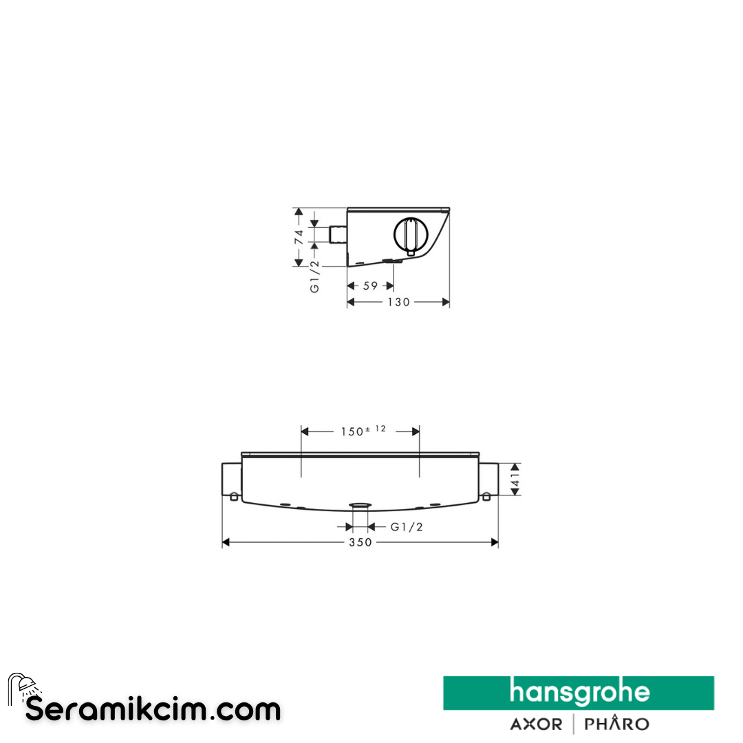 Hansgrohe Ecosmart Termostatik Duş Bataryası Aplike Beyaz Krom 13161400