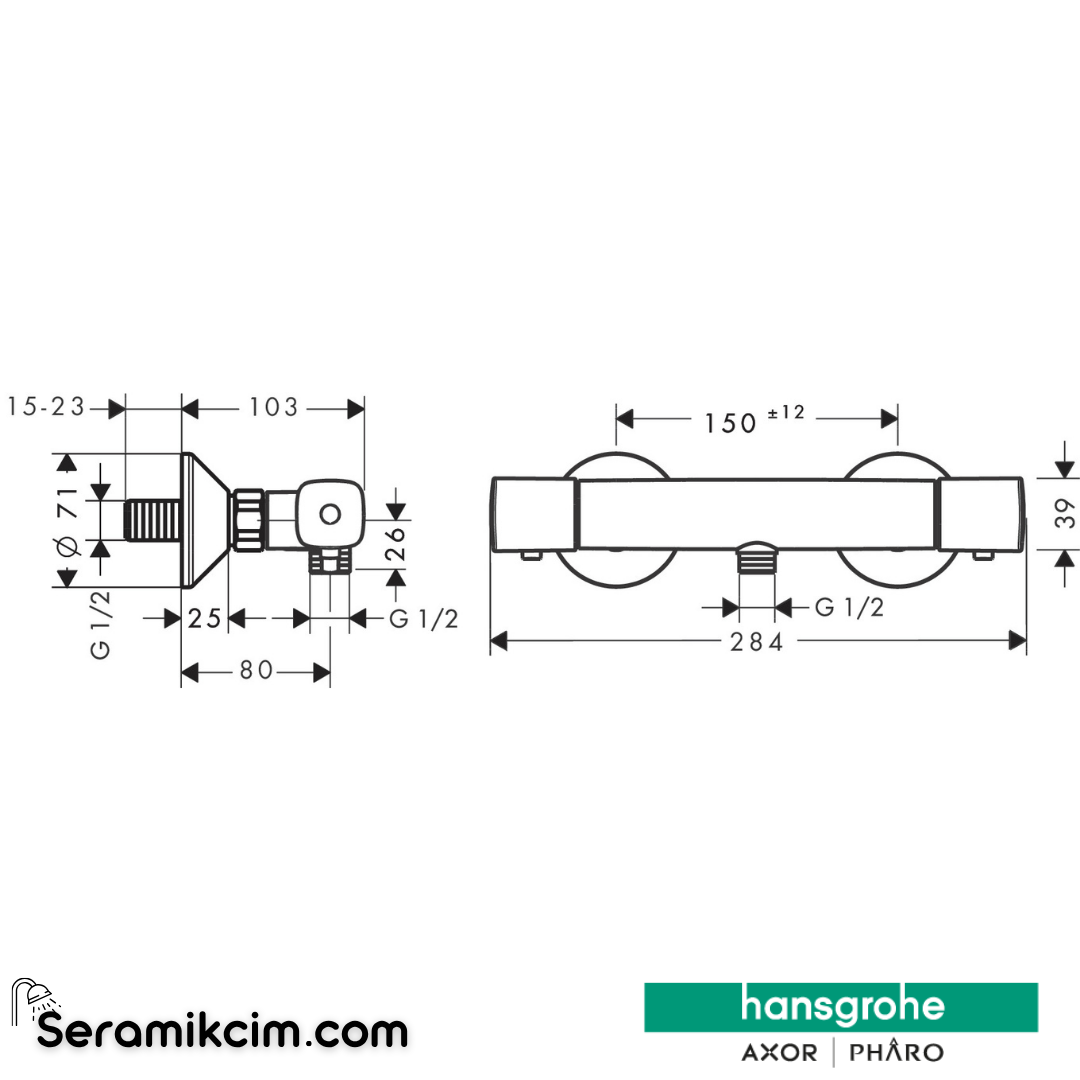 Hansgrohe Ecosmart Termostatik Duş Bataryası Aplike Krom 13122000