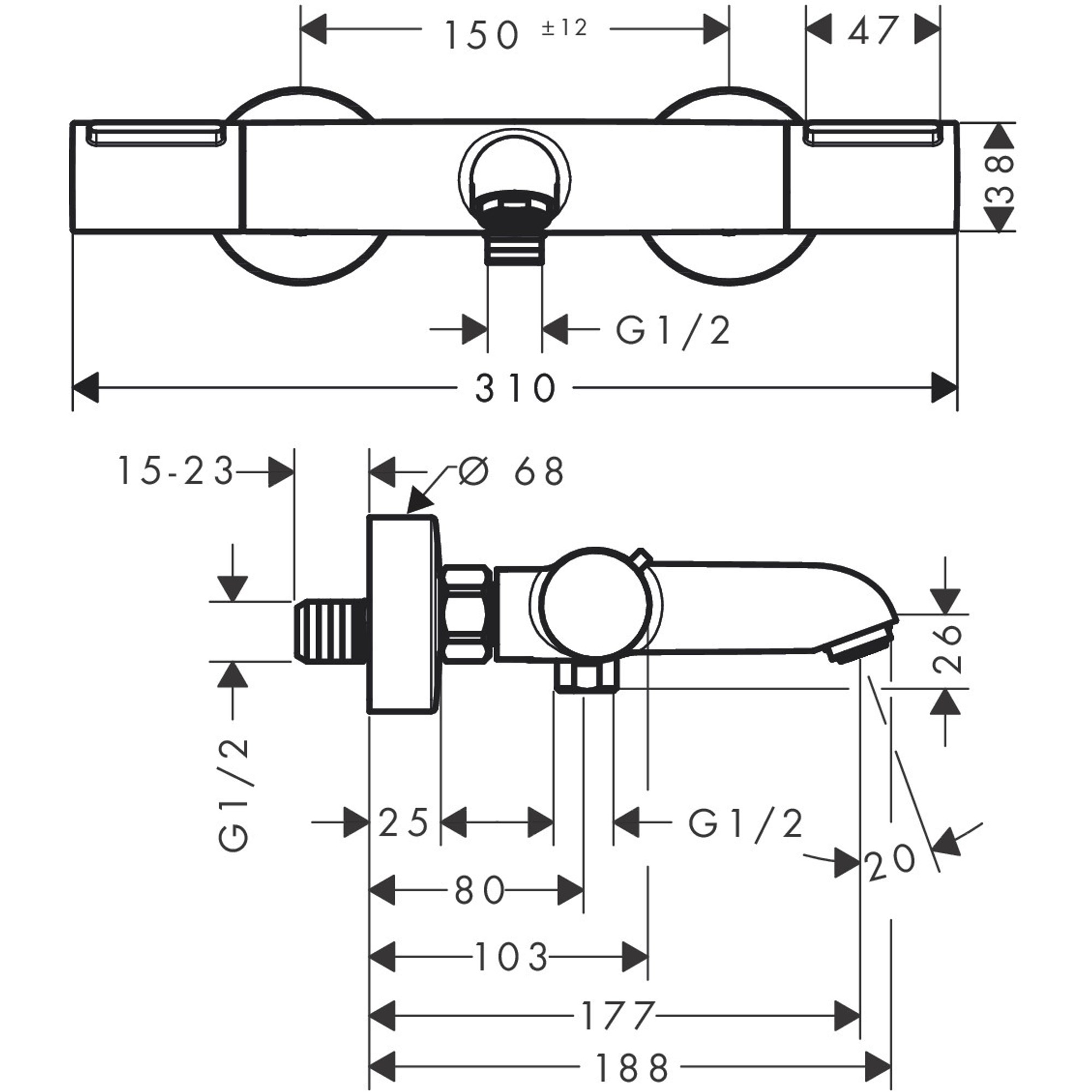 Hansgrohe Ecostat Element Banyo Termostatı Aplike Montaj