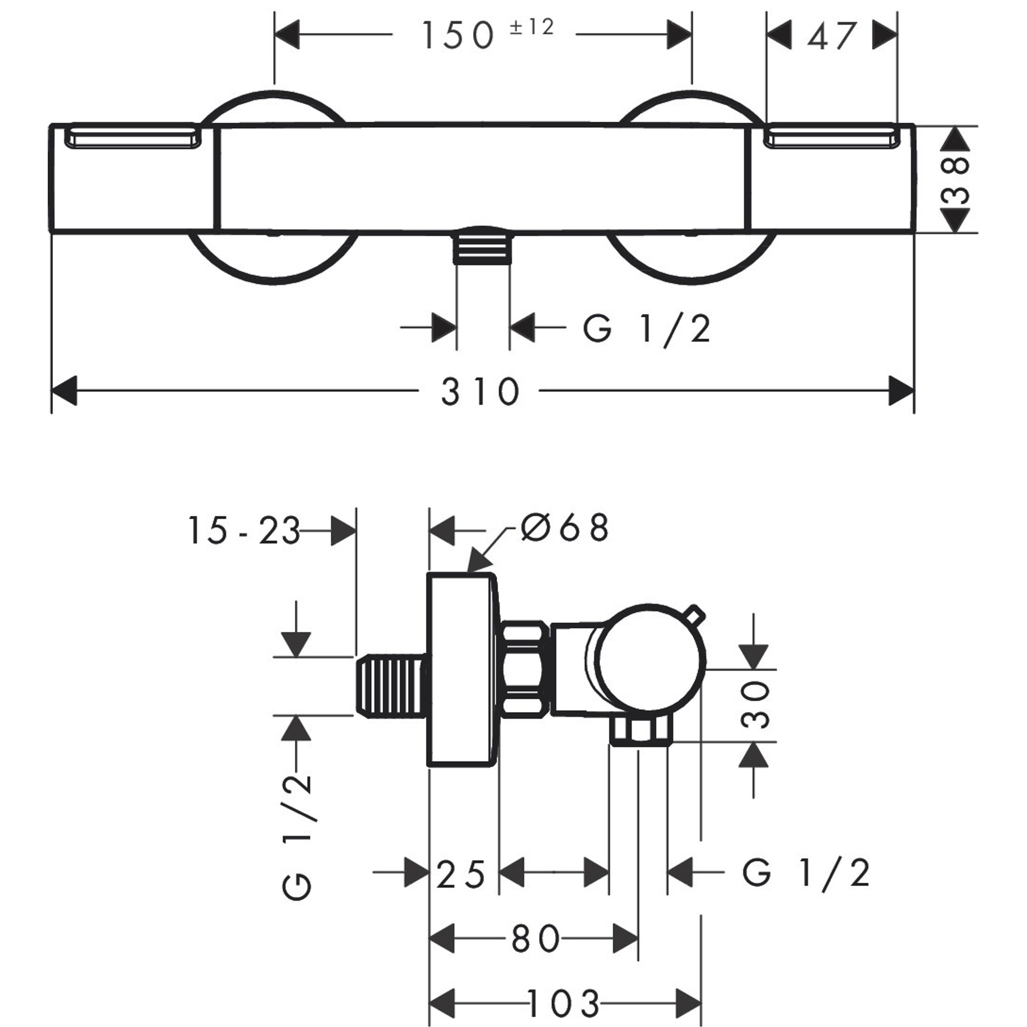 Hansgrohe Ecostat Element Duş Termostatı Aplike Montaj