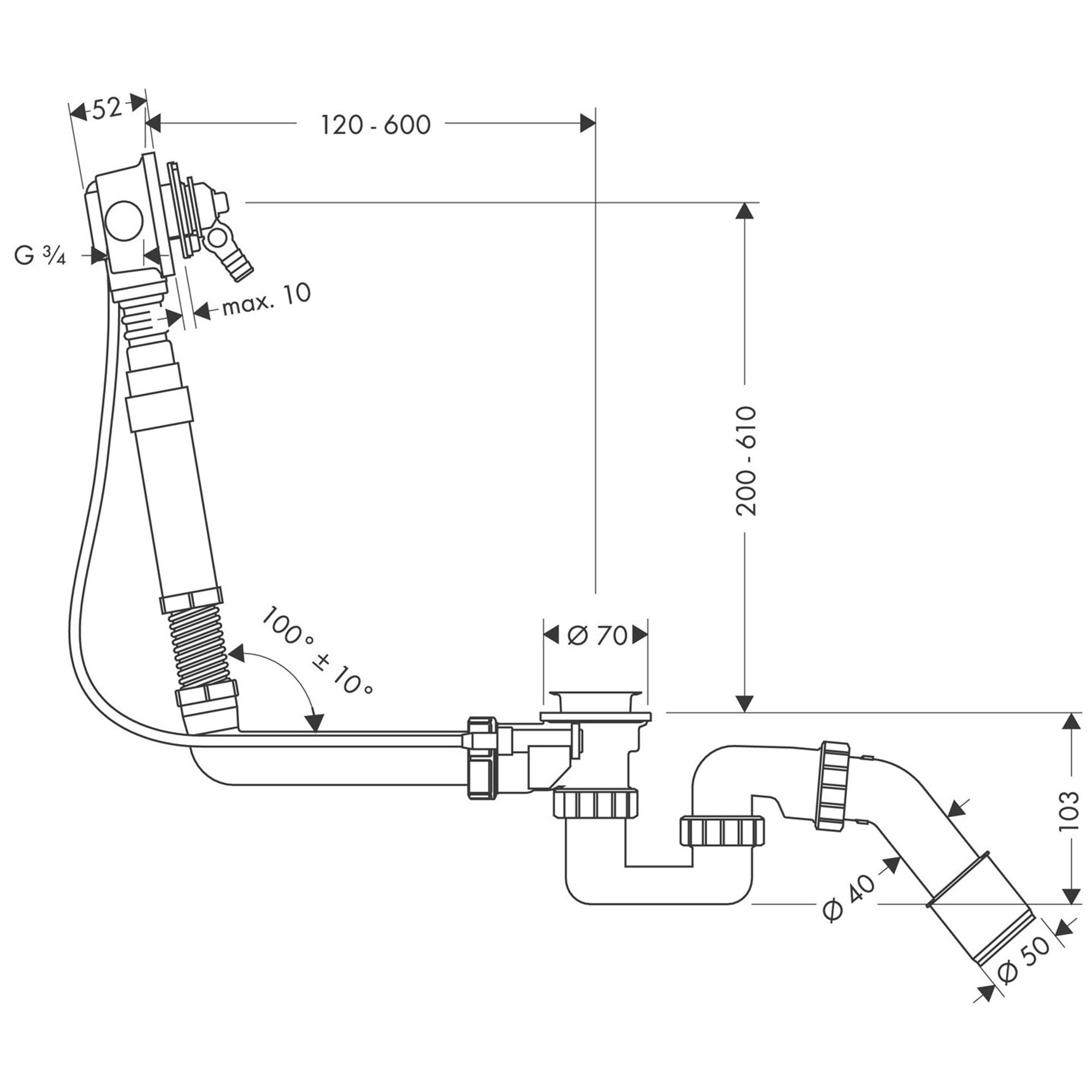 Hansgrohe Exafill Özel Küvet DolDuşu Küvet Trompleni 58126180