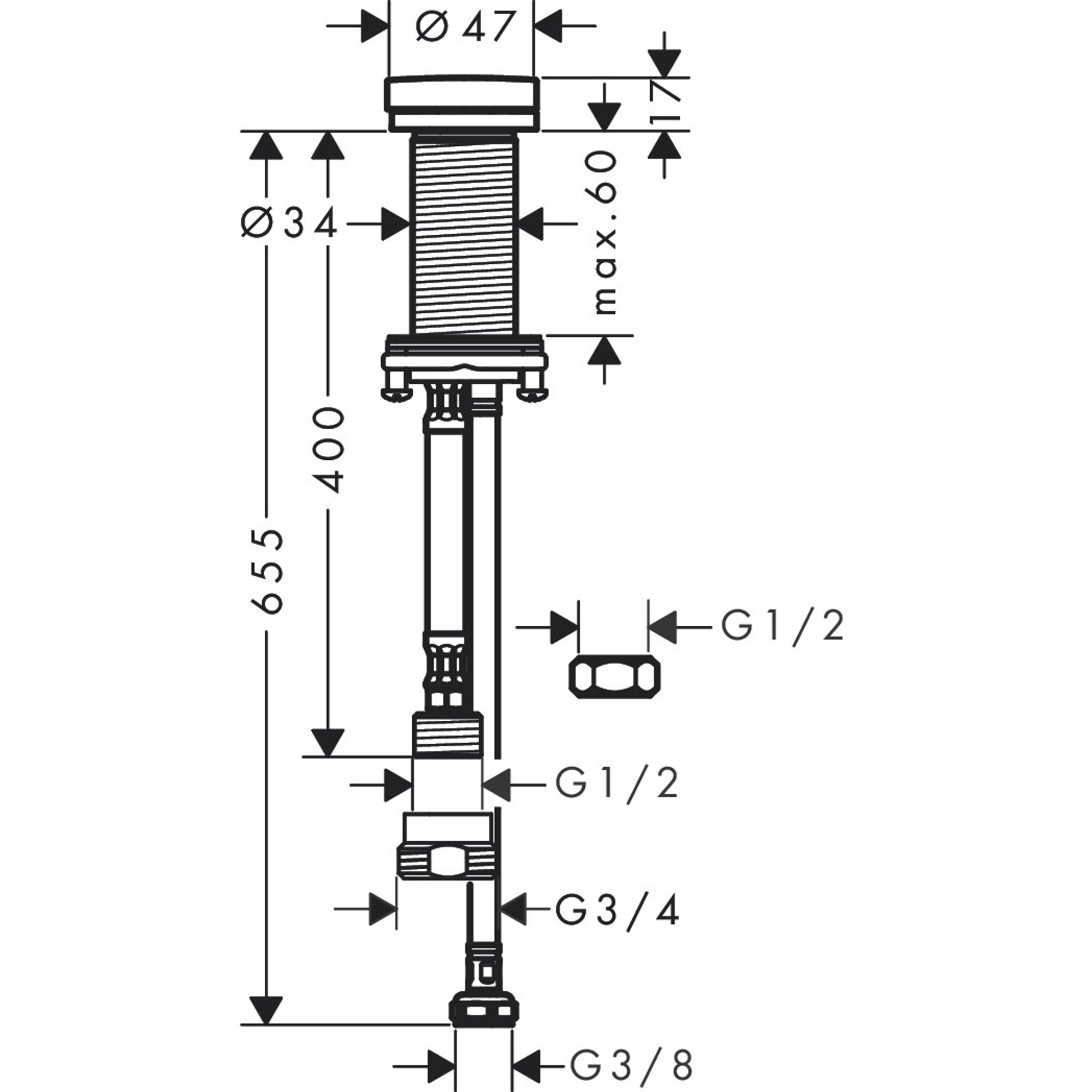 Hansgrohe F21 Açma-Kapama Valfi Ankastre Montaj Mat Siyah 72841670