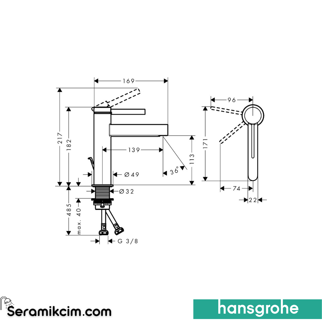 Hansgrohe Finoris Lavabo Bataryası Bas Aç Set Coolstart Mat Siyah 76025670