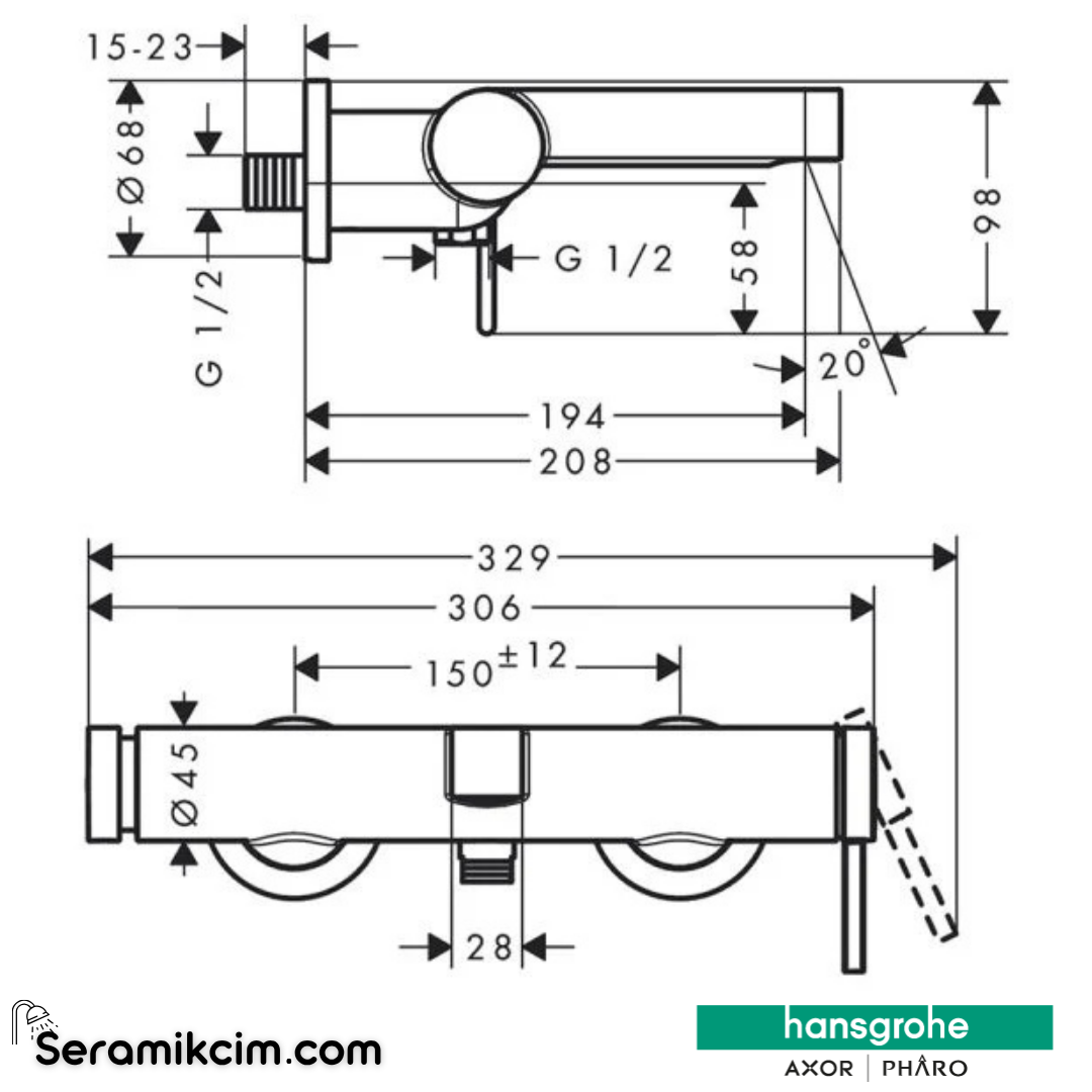Hansgrohe Finoris Tek Kollu Banyo Bataryası Aplike Montaj Satin Beyaz 76420700 - 76420700