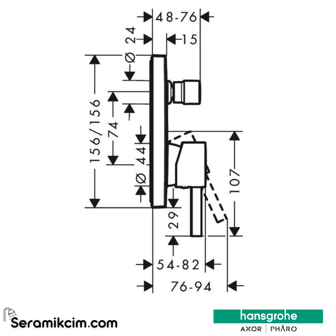 Hansgrohe Finoris Tek Kollu Banyo Bataryası Ankastre Montaj Entegre Karışım Güvenliği İle En1717'Ye Göre 76416700 - 76416700