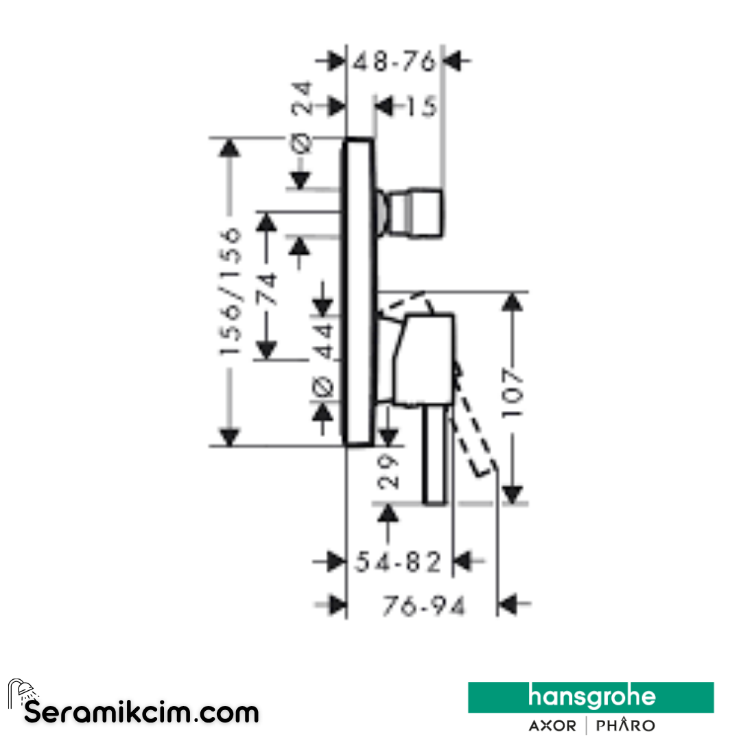 Hansgrohe Finoris Tek Kollu Banyo Bataryası Ankastre Montaj 76415000 - 76415000