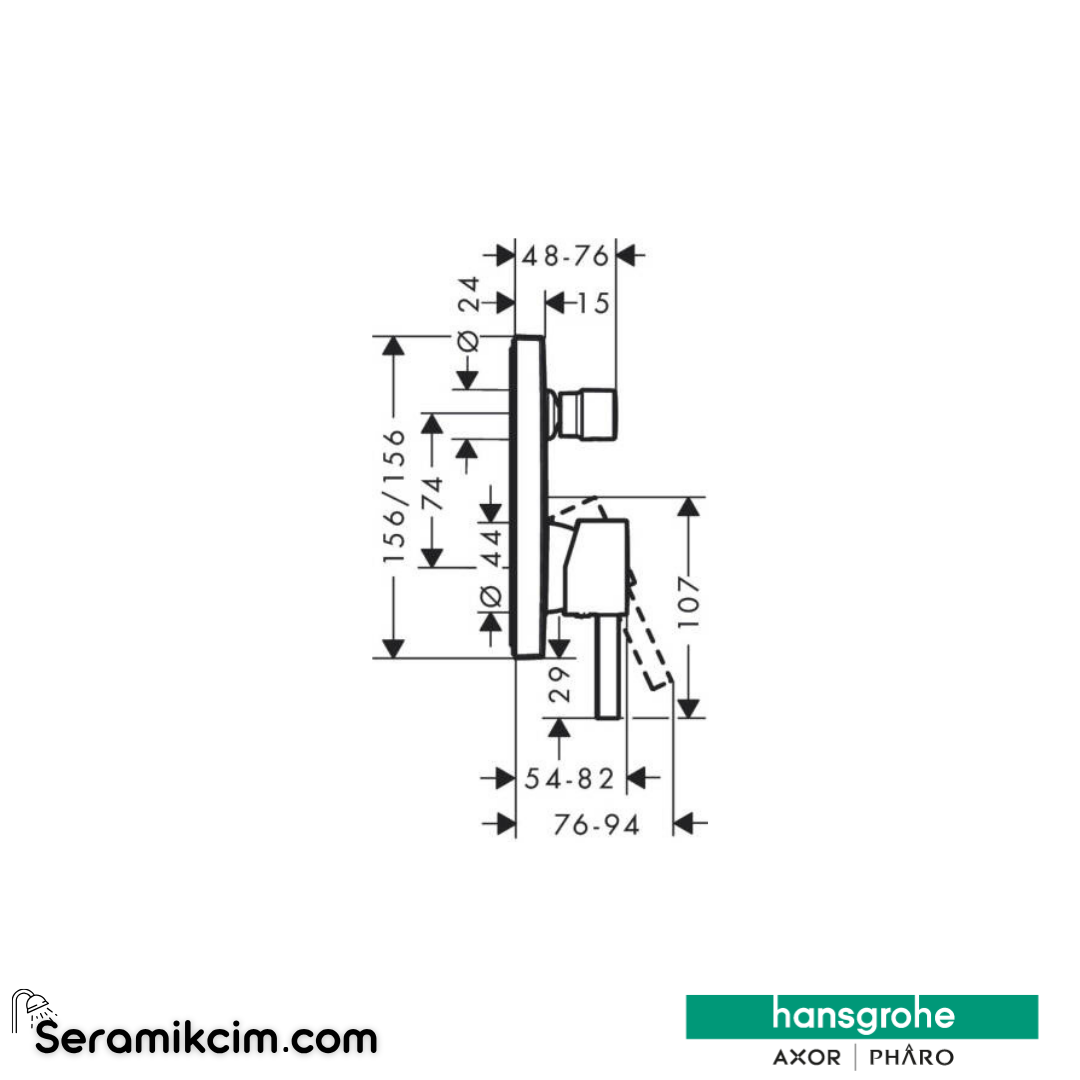Hansgrohe Finoris Tek Kollu Banyo Bataryası Ankastre Montaj Satin Beyaz 76415700 - 76415700