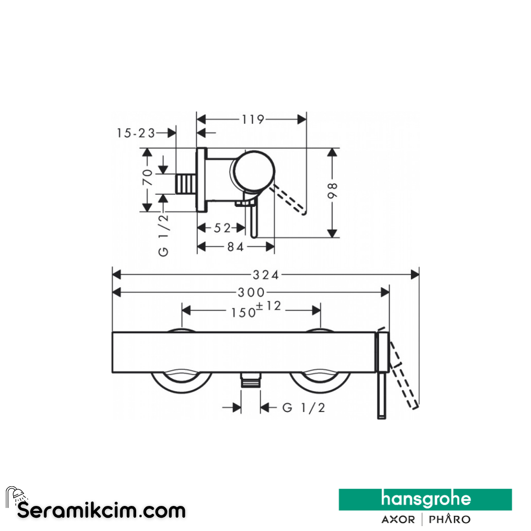 Hansgrohe Finoris Tek Kollu Duş Bataryası Aplike Montaj  76620700 - 76620700