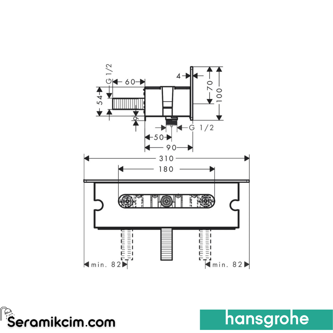 Hansgrohe Fixfit Gönye Çıkış Porter 300 Beyaz Krom 26456400