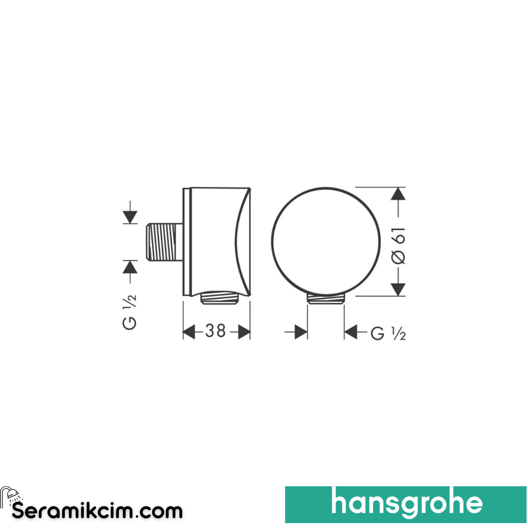 Hansgrohe Fixfit Gönye Çıkış S Çek Valf Ve Sen. Mat Siyah Krom 26453340