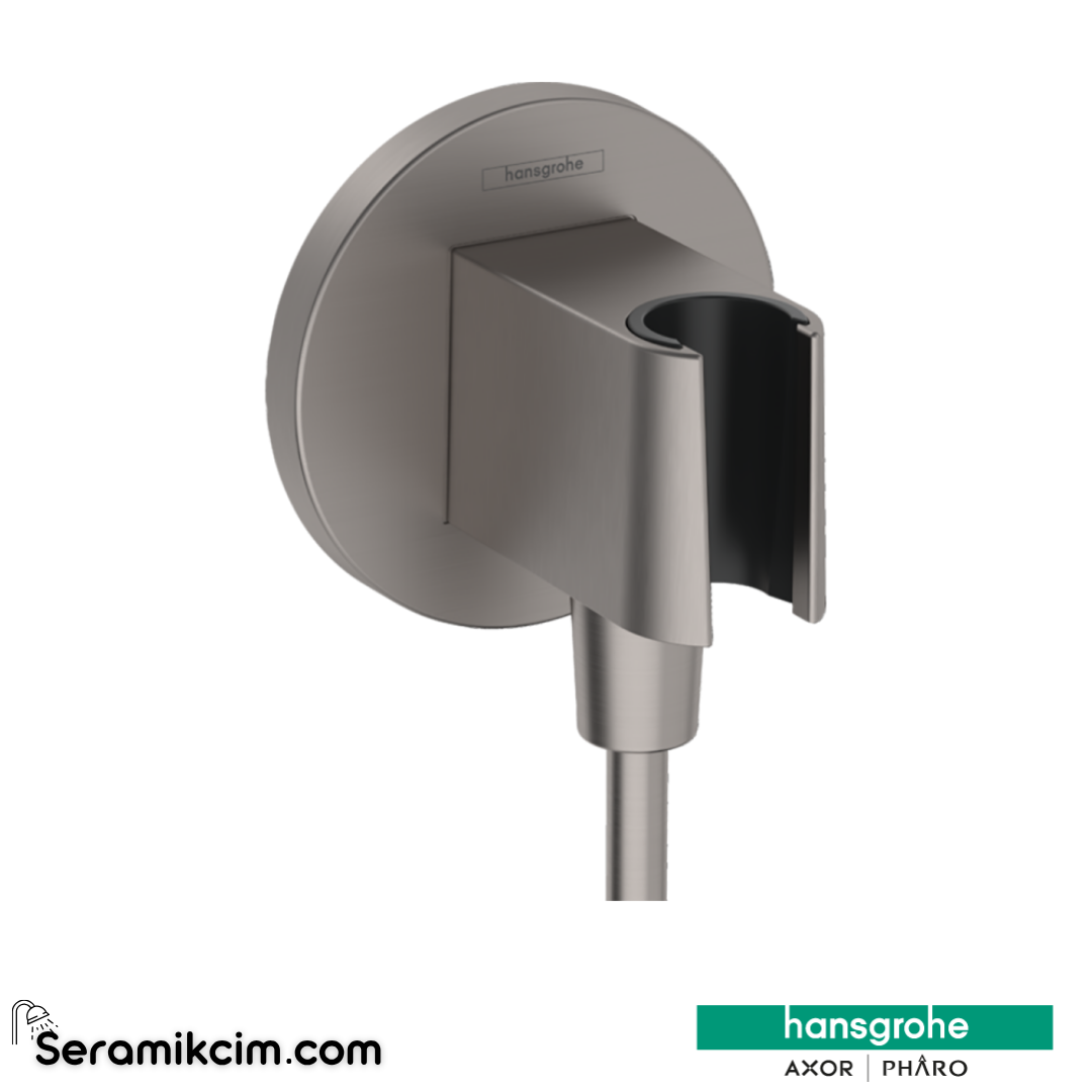 Hansgrohe Fixfit S Duş Askılı Çıkış Dirseği - Mat Siyah Krom 26888340 - 26888340