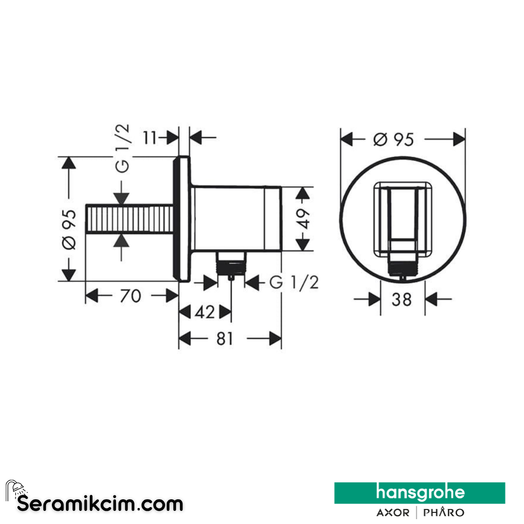 Hansgrohe Fixfit S Duş Askılı Çıkış Dirseği - Satin Beyaz 26888700 - 26888700