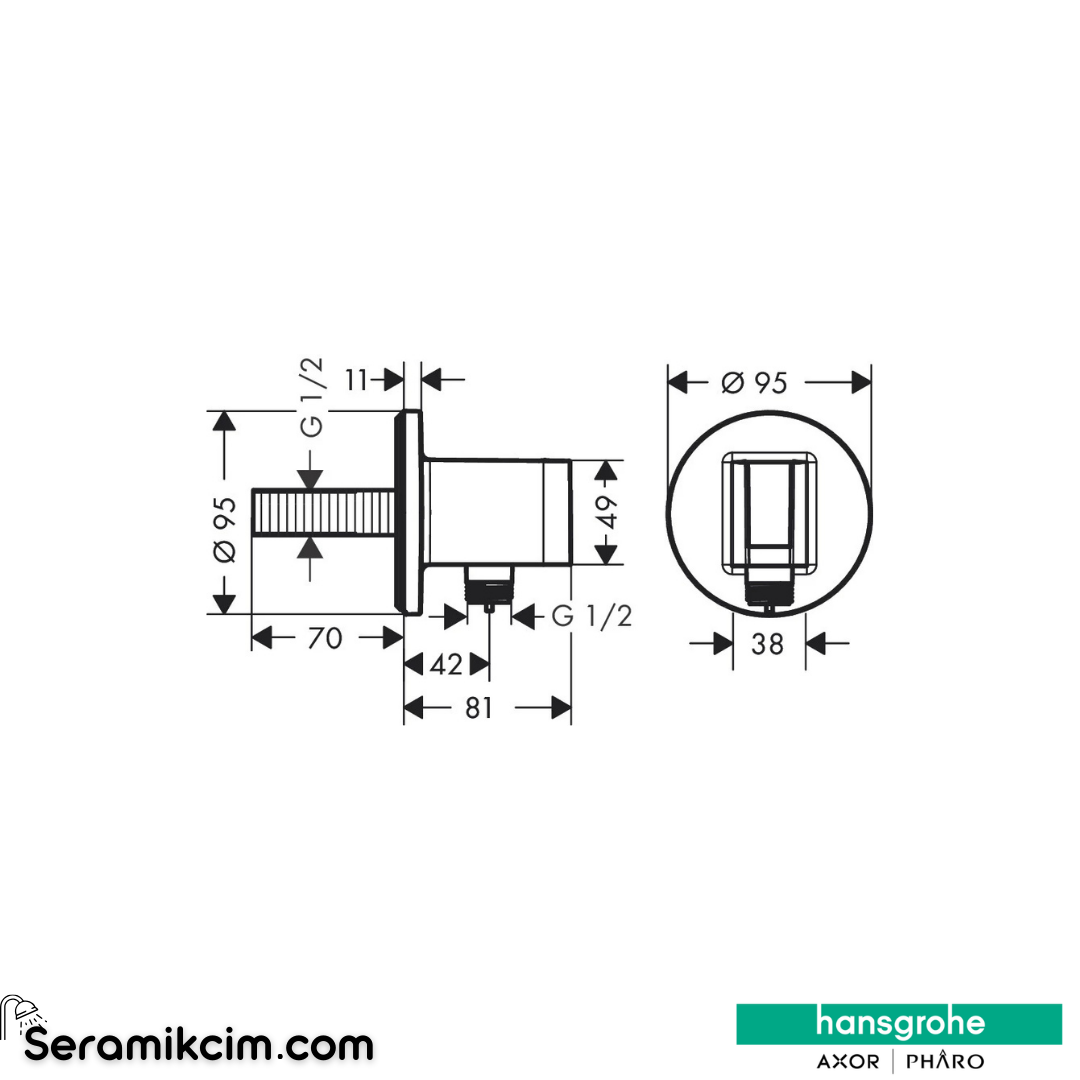 Hansgrohe Fixfit S Duş Askılı Çıkış Dirseği Krom 26888000