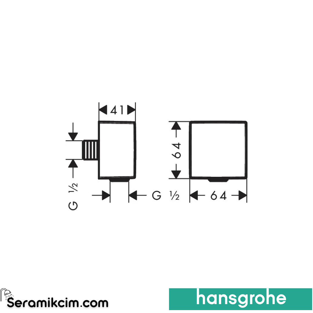 Hansgrohe Fixfit S Square Duş Çıkış Dirseği Çekvalf Mat Siyah 26455670