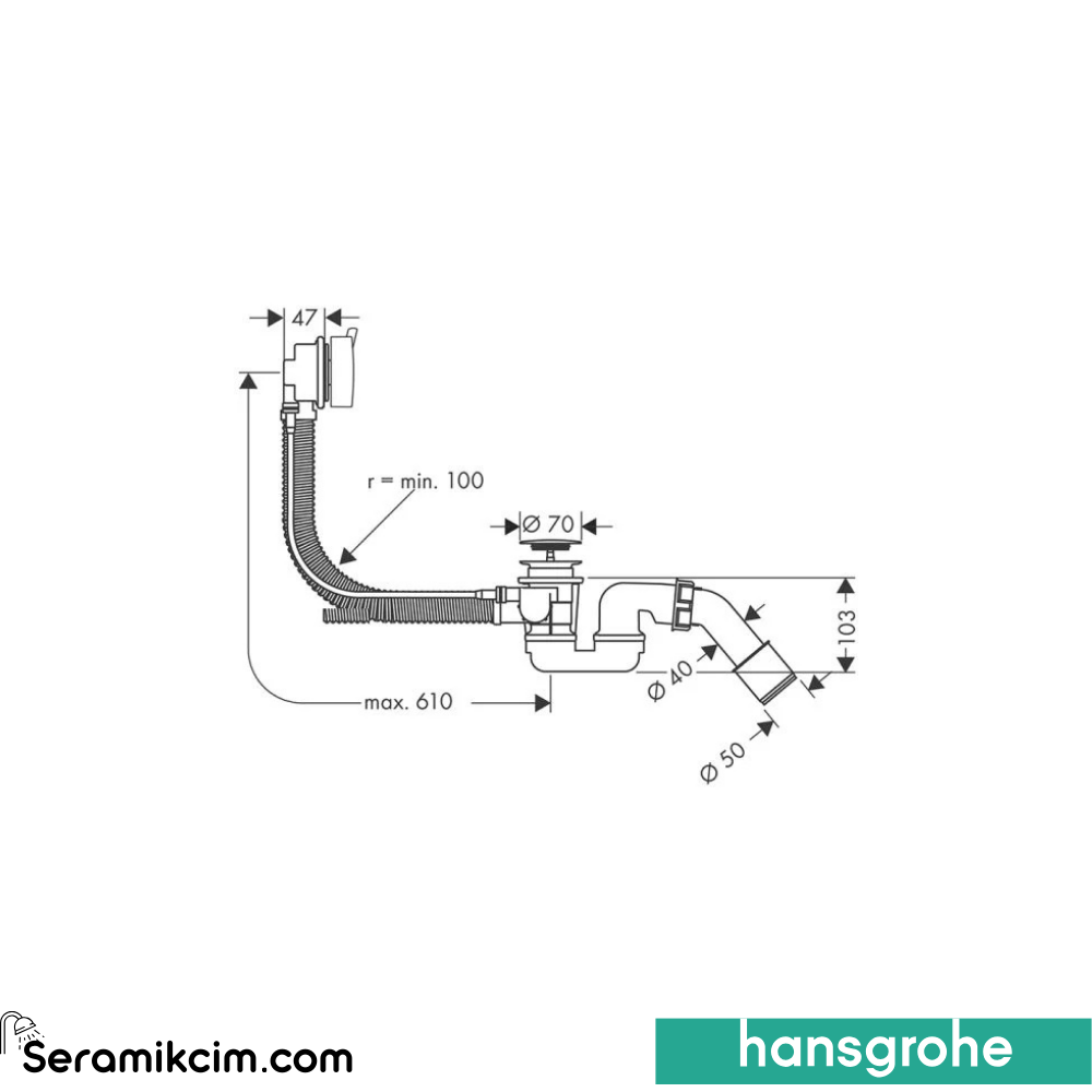 Hansgrohe Flexaplus S Küvet Trompleni 58150000