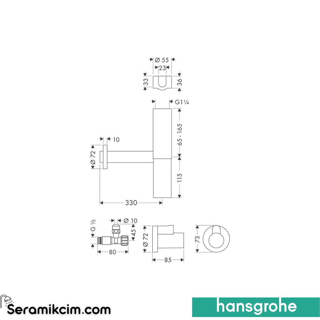 Hansgrohe Flow Star Sifon Set + 2 Ara Musluk + Kapak Krom 52120000