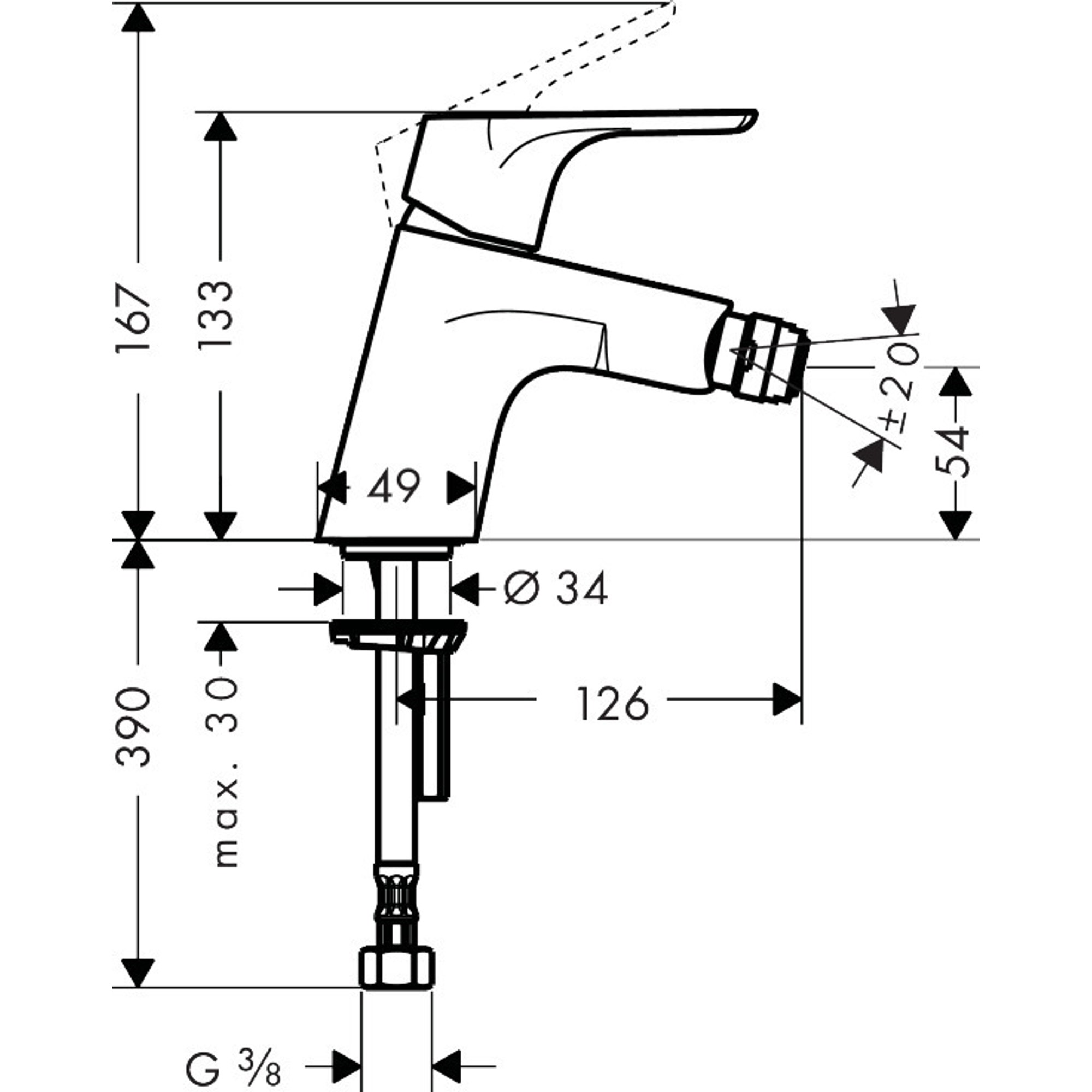 Hansgrohe Focus Bide Bataryası Bas-Aç Gider Set Krom 31922000
