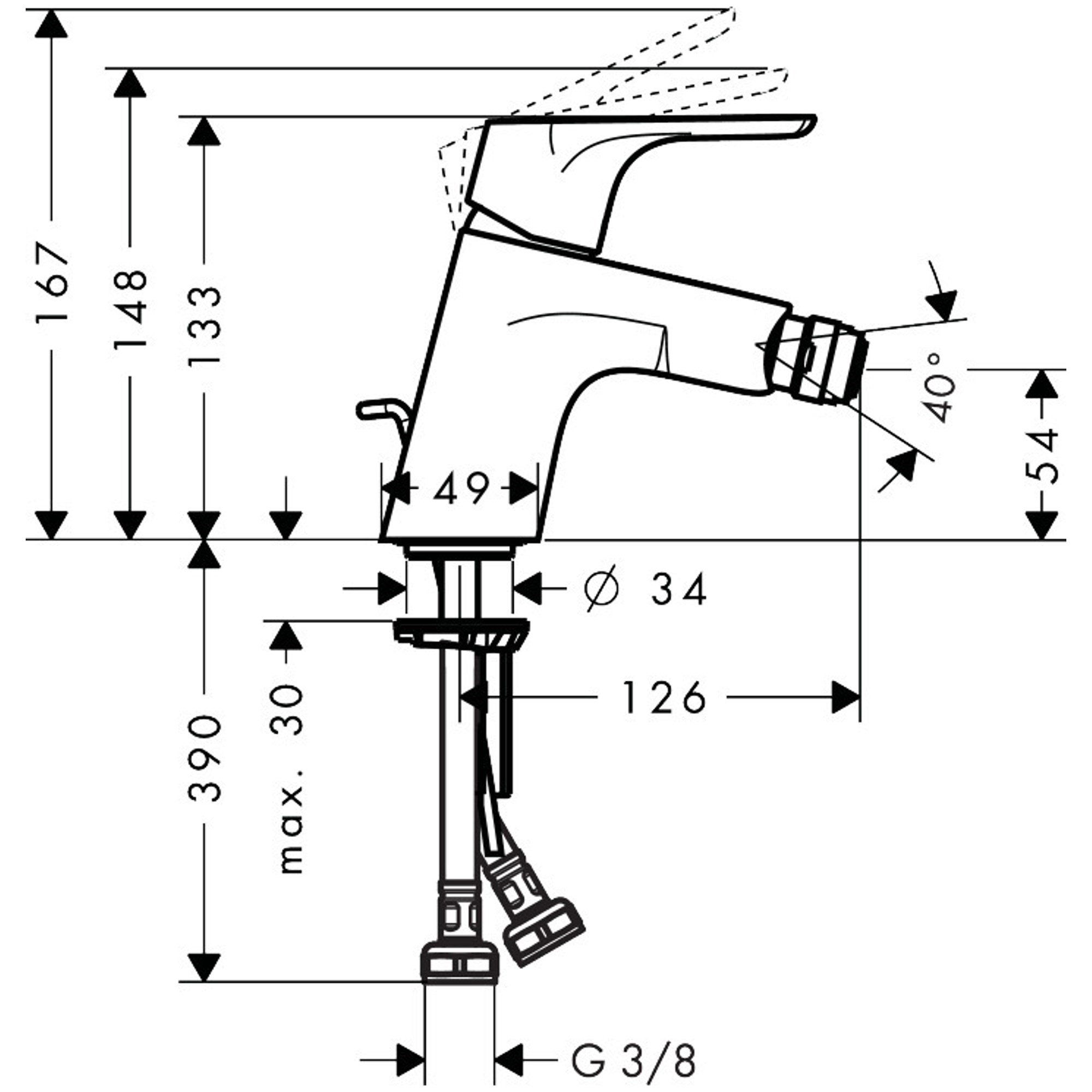 Hansgrohe Focus Bide Bataryası Kumandalı, 2 Akış Krom 31928000
