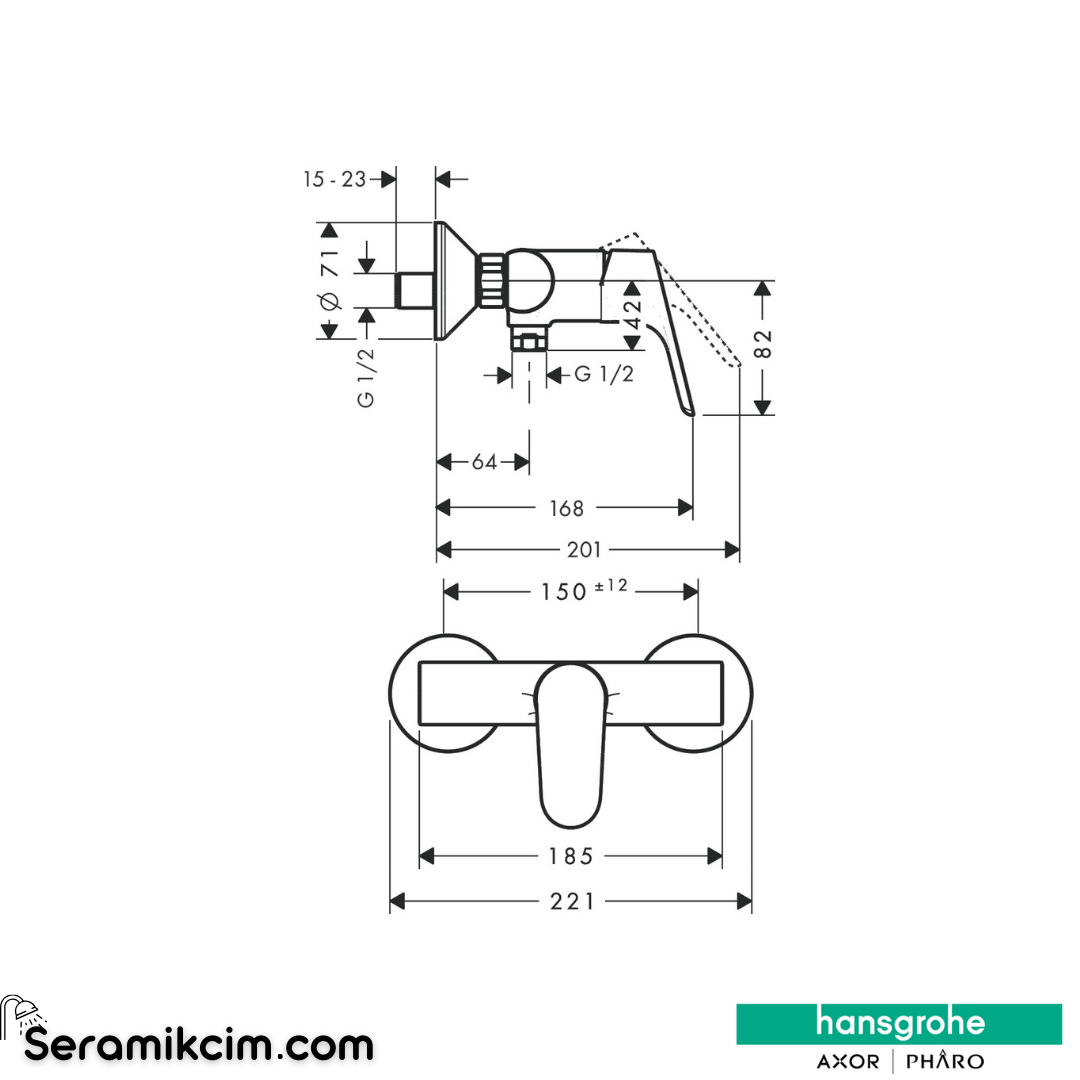 Hansgrohe Focus E2 AplikeDuş Bataryası Krom 31960000