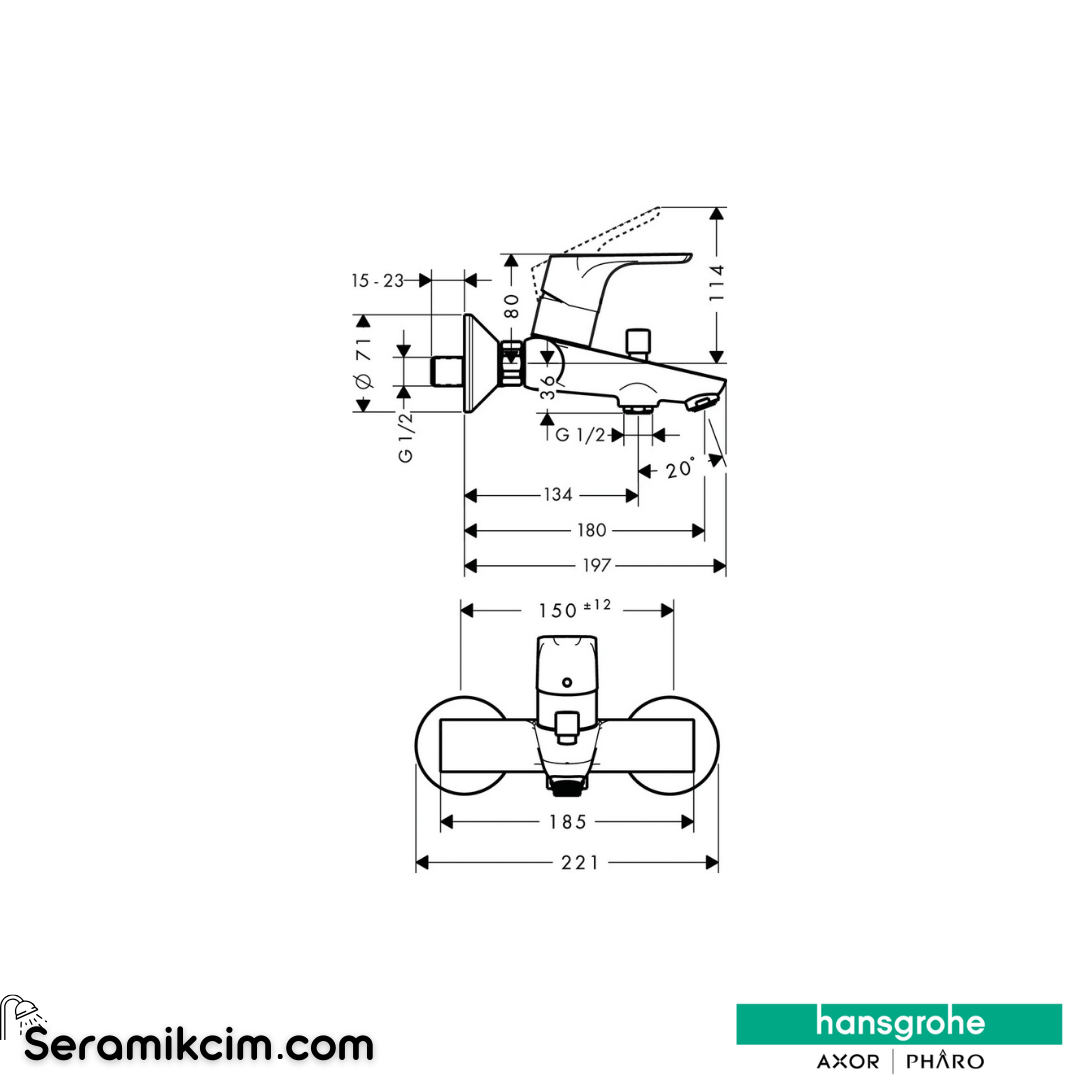 Hansgrohe Focus E2 Banyo Bataryası Krom 31940000