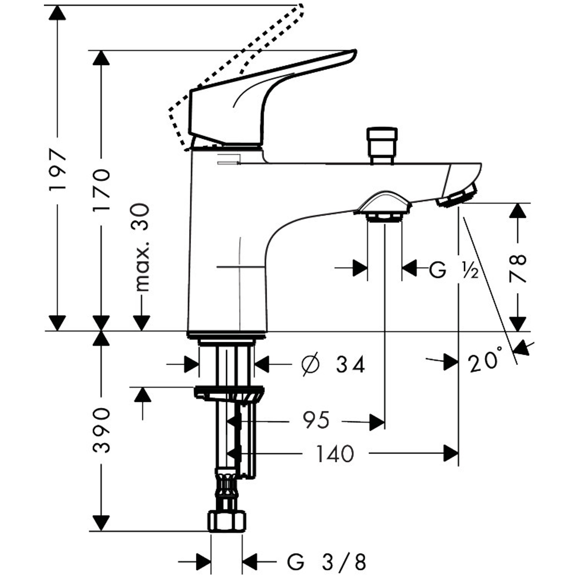 Hansgrohe Focus E2 Küvet Bataryası Krom 31930000