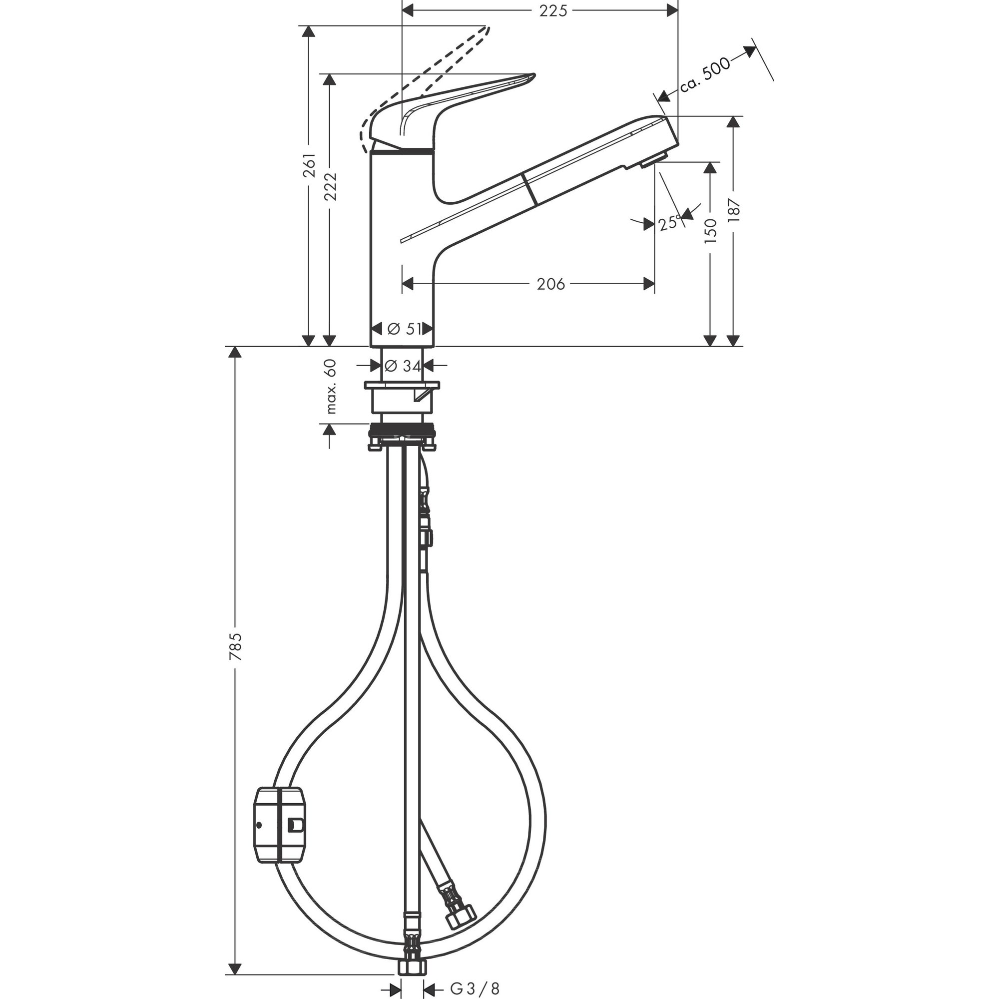 Hansgrohe Focus Eviye BataryasıSu 150, Cek. , Ecosmart+71865000