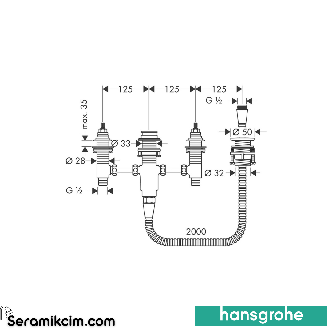 Hansgrohe Focus-Talis S 4 Delikli Küvet Bataryası İç Set 13244180
