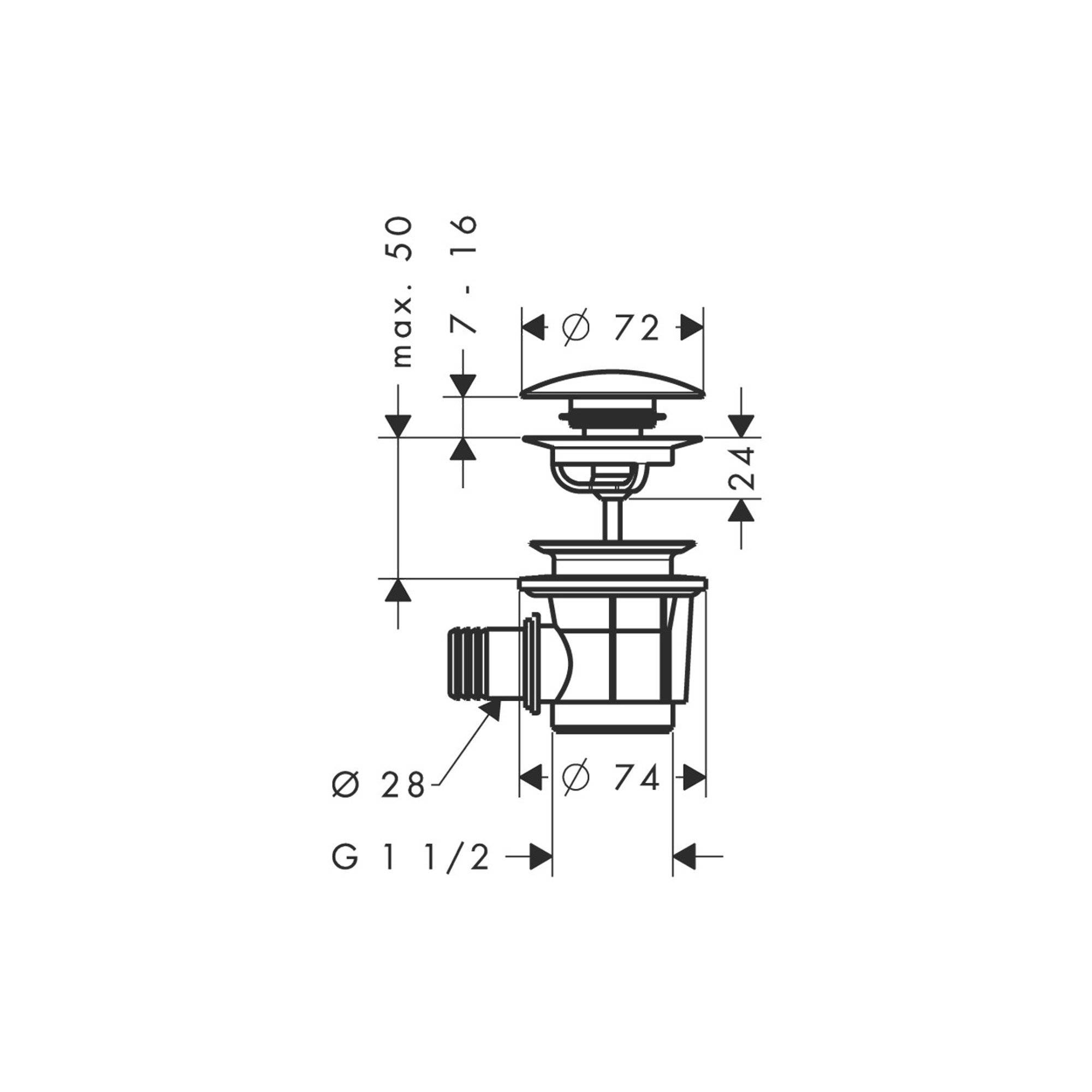 Hansgrohe Gider Seti Bas-Aç, Küvetler İçin 50107000