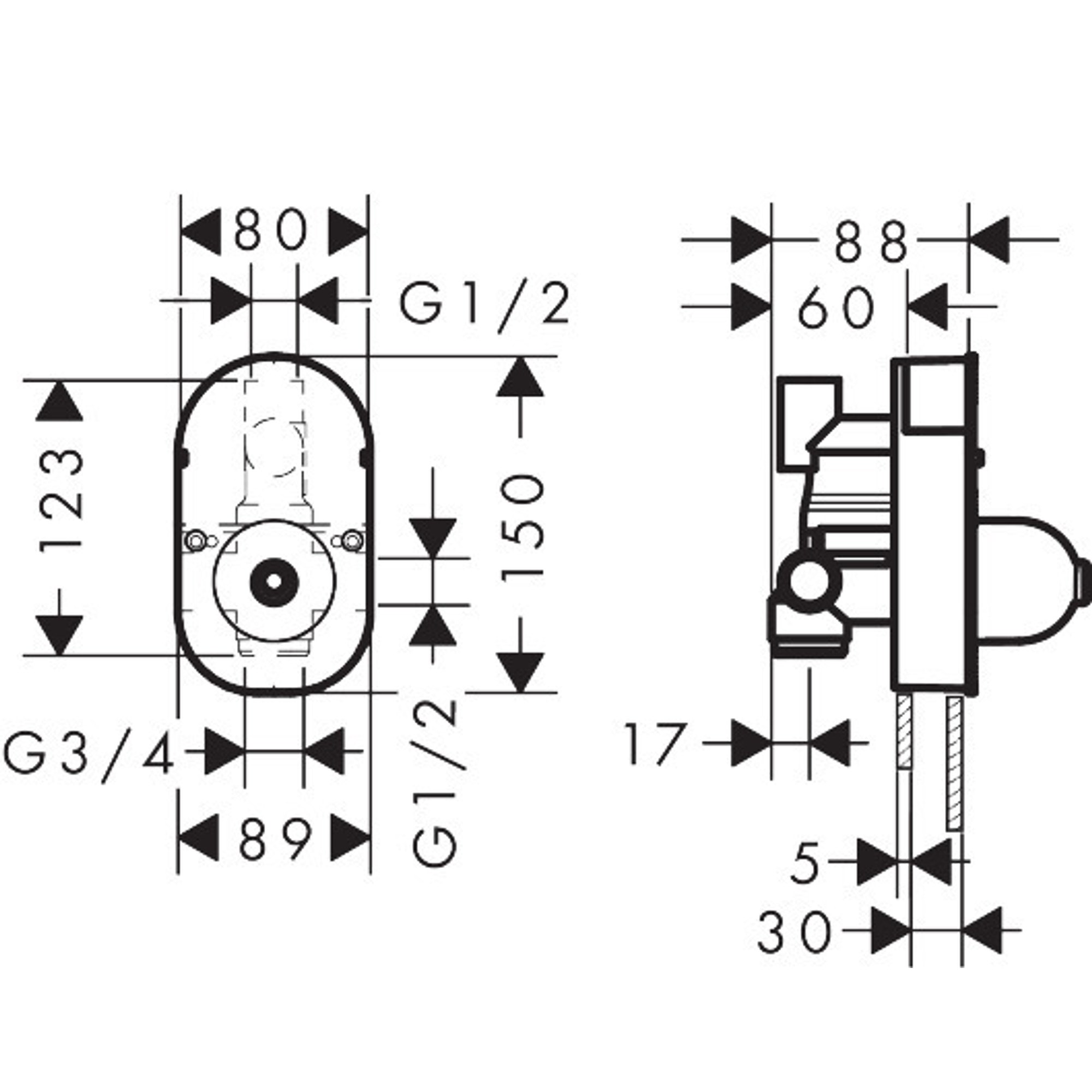 HansGrohe İç Set Tek Kollu Banyo Bataryası, Ankastre Montaj İçin - 31741180