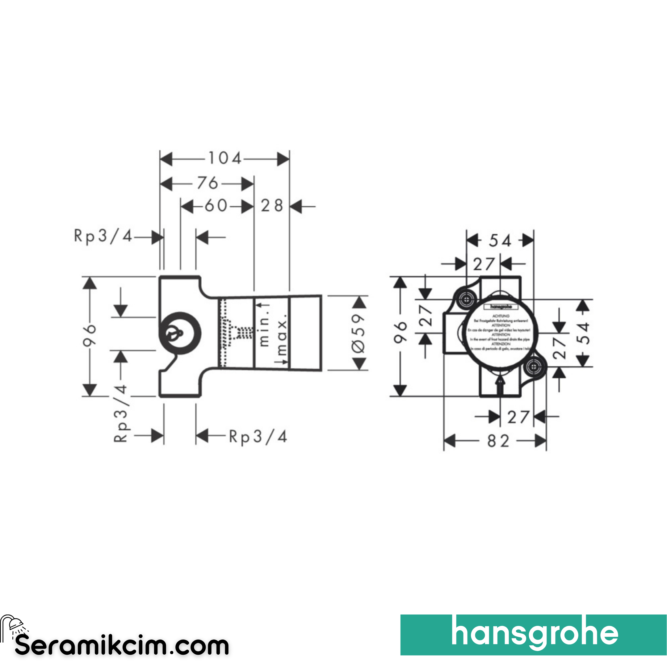Hansgrohe İç Set Trio Yönlendirici Valf, Ankastre Montaj 15984180