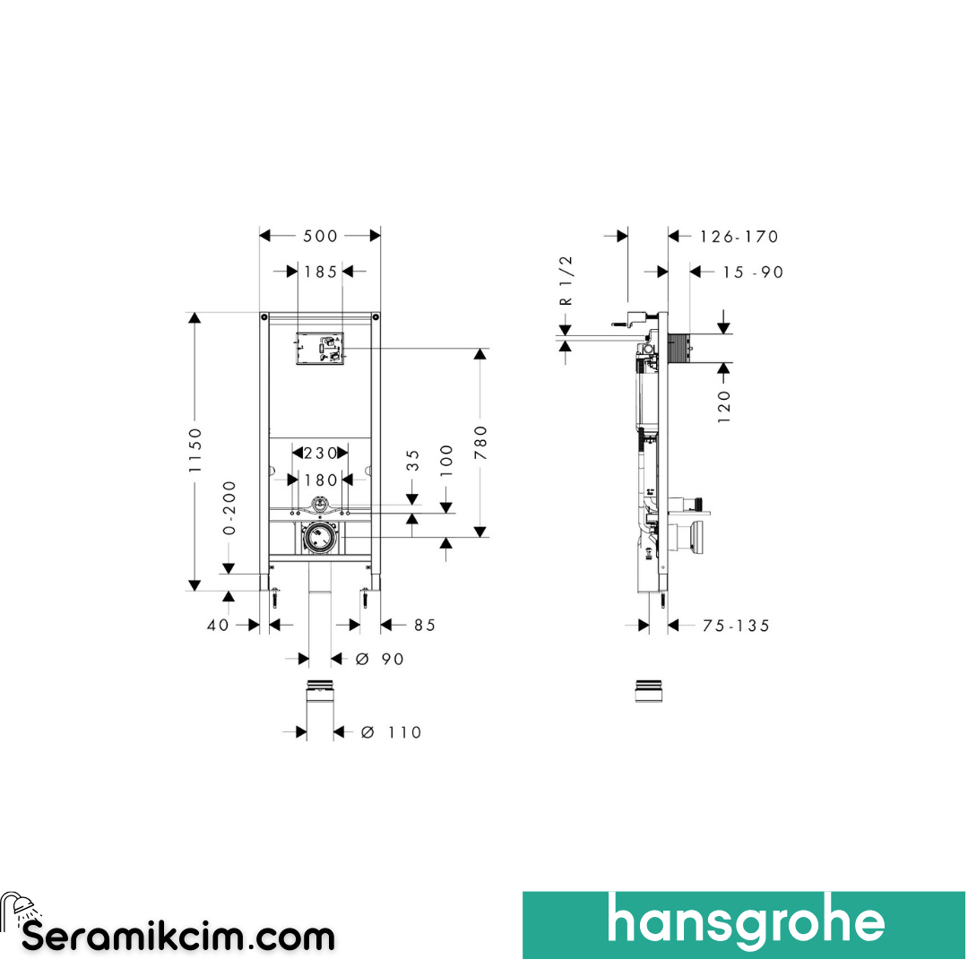 Hansgrohe Iframe Gömme Rezervuar 112cm 01022180