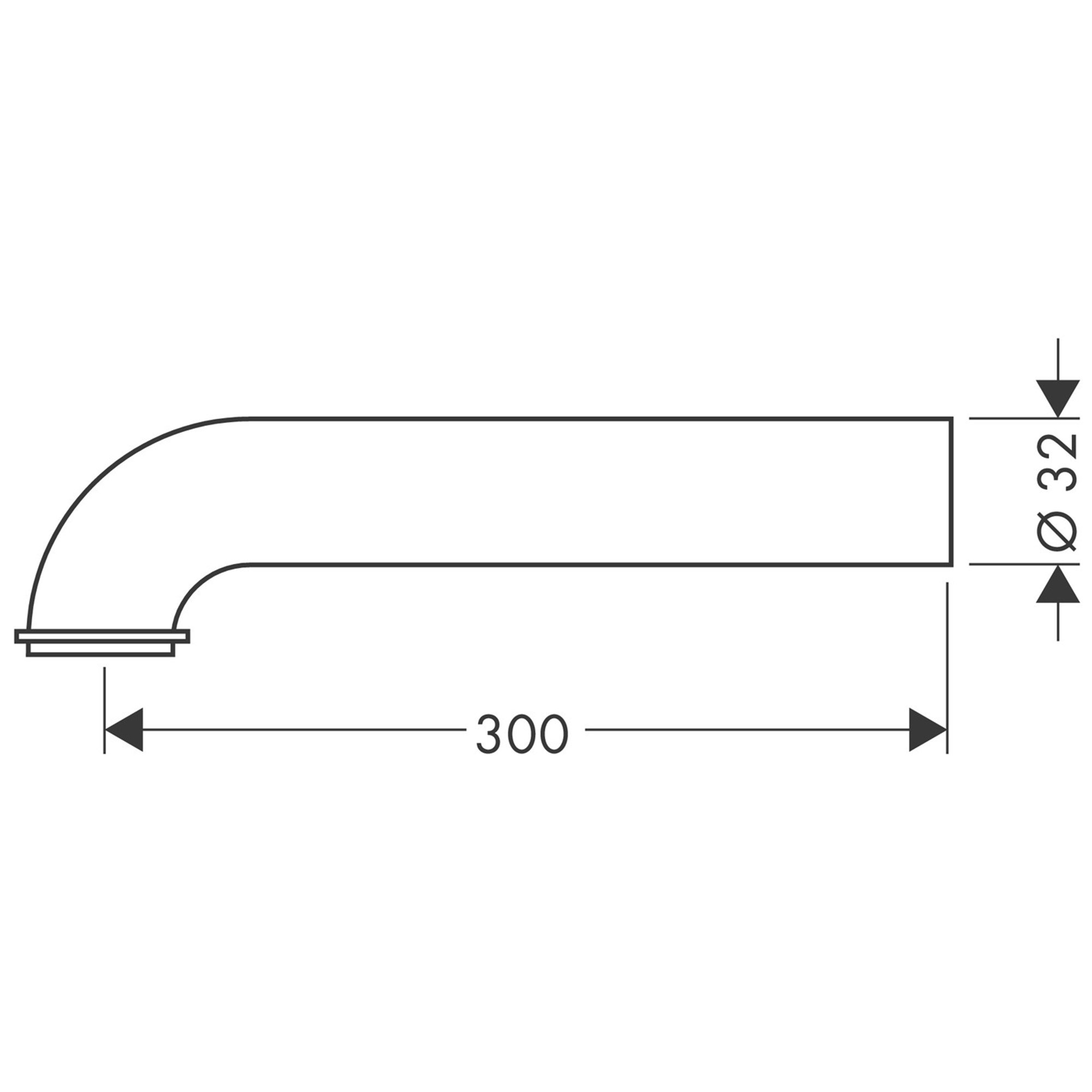 Hansgrohe Kavisli Boru 30 cm Krom 53555000