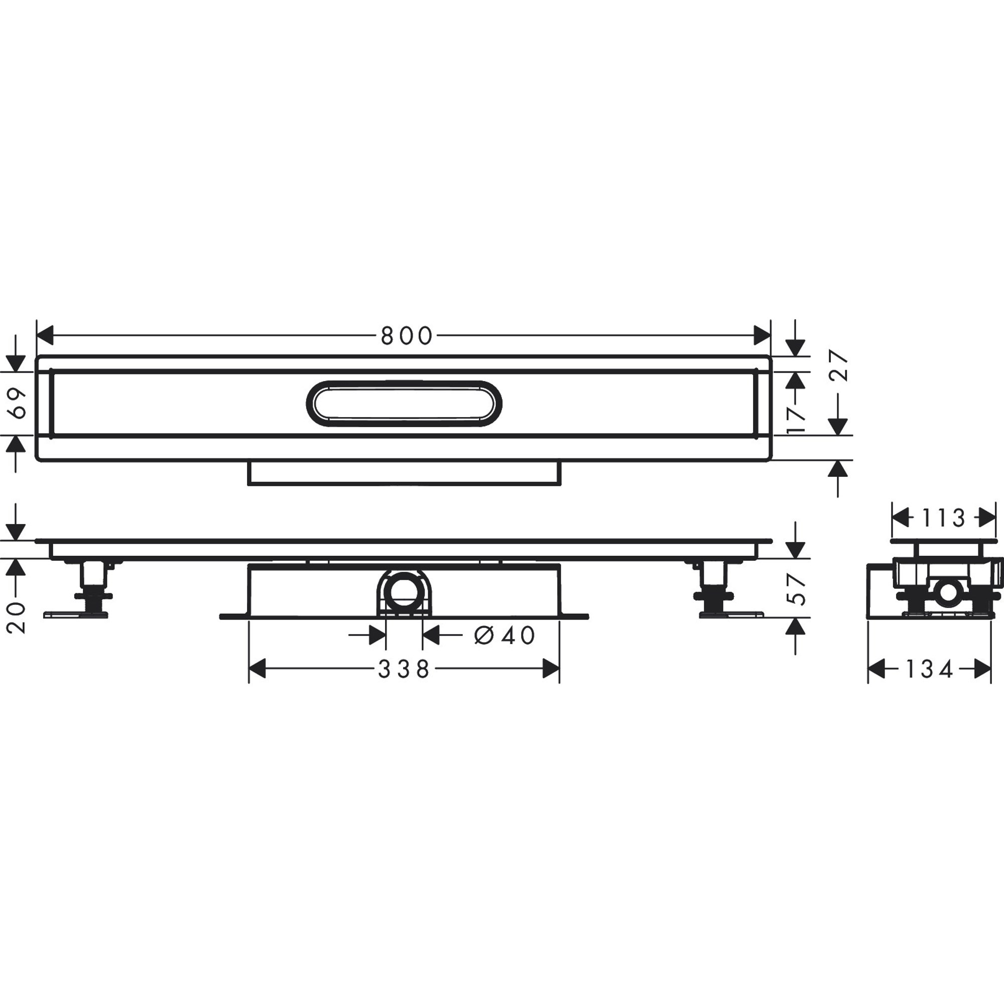 Hansgrohe Komple Set Düz Kurulum İçin - 80 Cm Seramik Kaplanabilir Duş Kanalı İçin 56018180