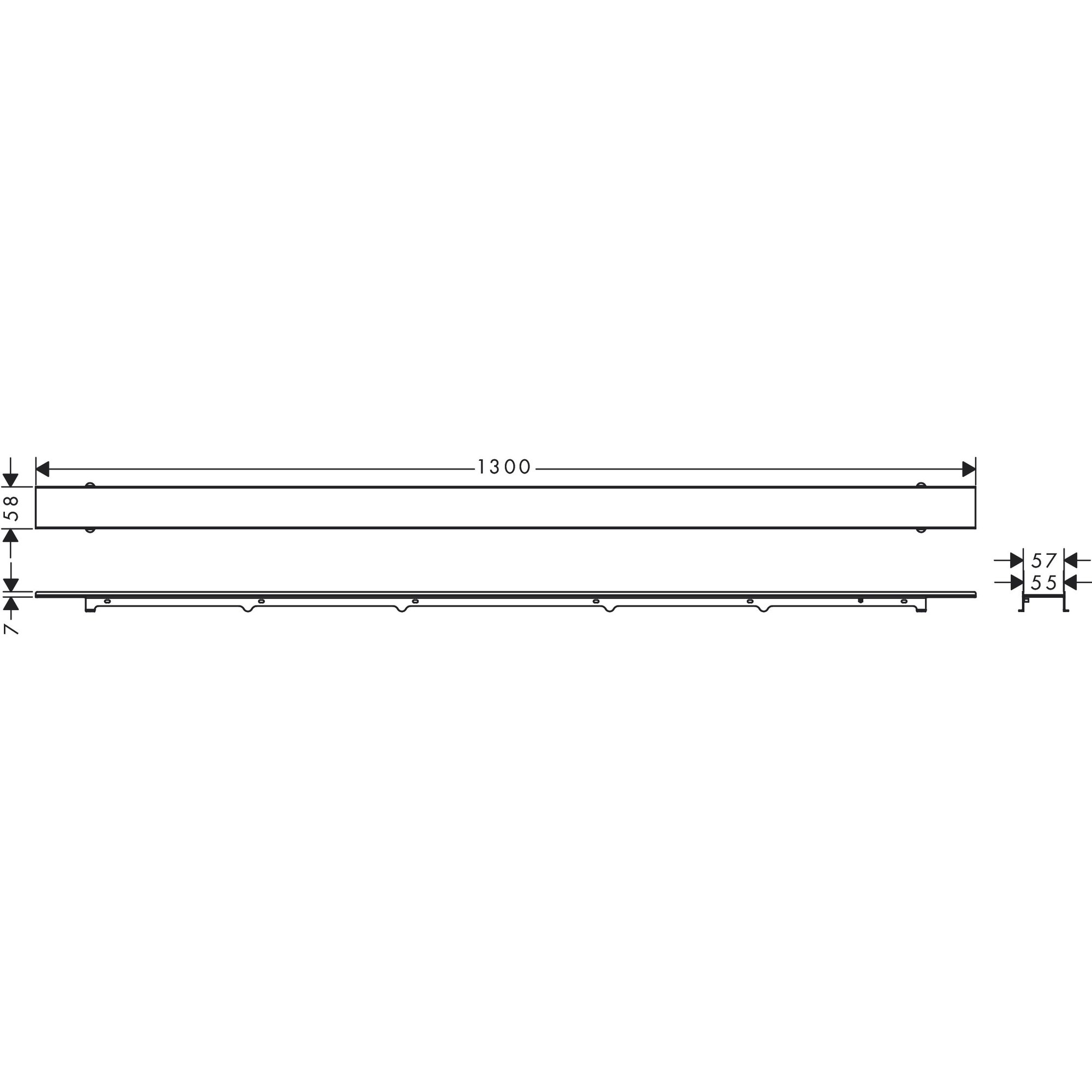 Hansgrohe Linear Duş Kanalı 120 Cm Seramik Kaplanabilir, Kesil Eviye Bataryası Uzatma İle 56034000