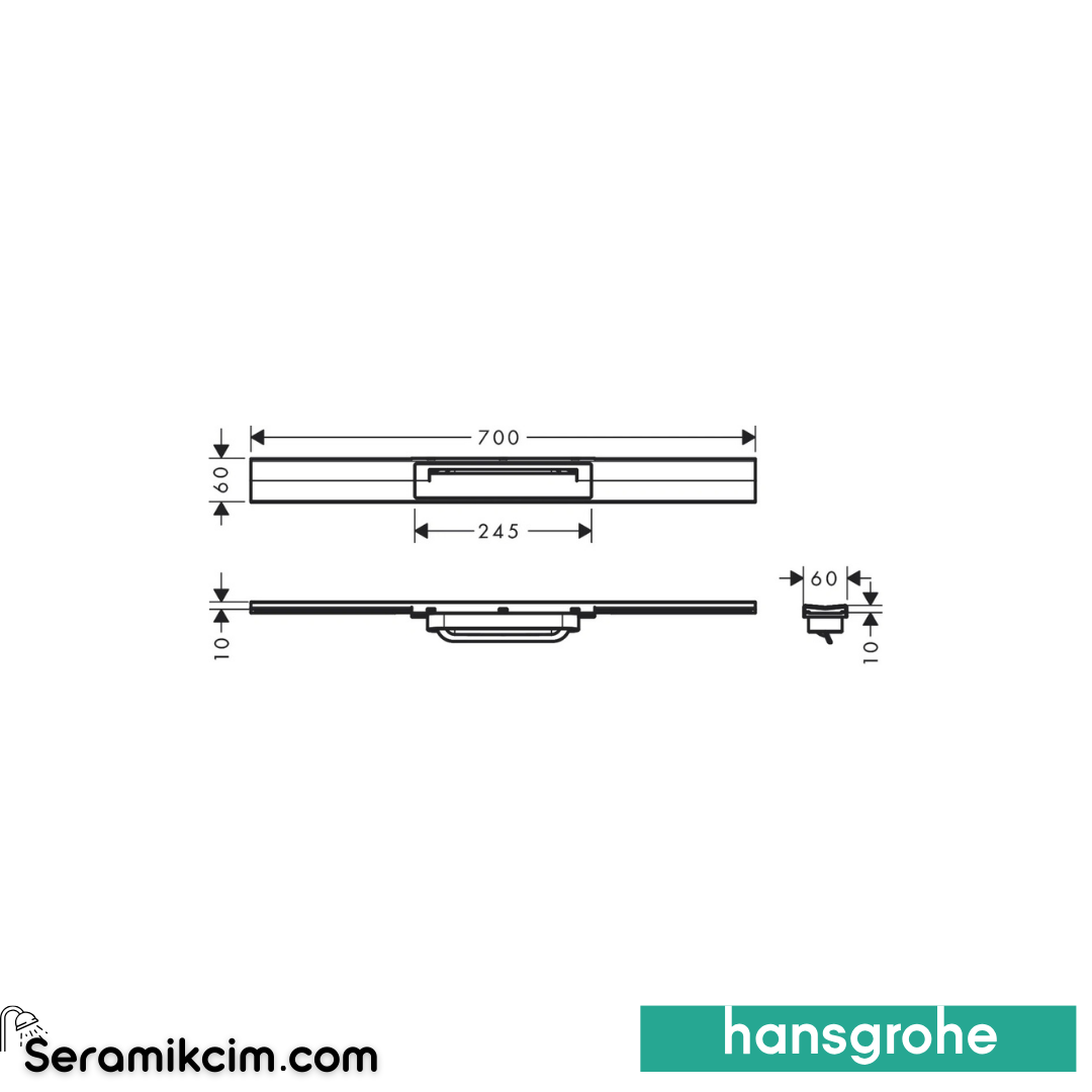 Hansgrohe Linear Duş Kanalı 70 Cm Kesilebilir Serbest Kurulum İçin Mat Siyah Krom 56043340