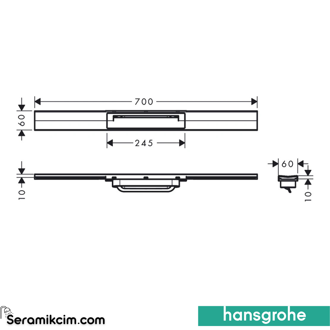 Hansgrohe Linear Duş Kanalı 70 Cm Kesil Eviye Bataryası Serbest Kurulum İçin 56043000