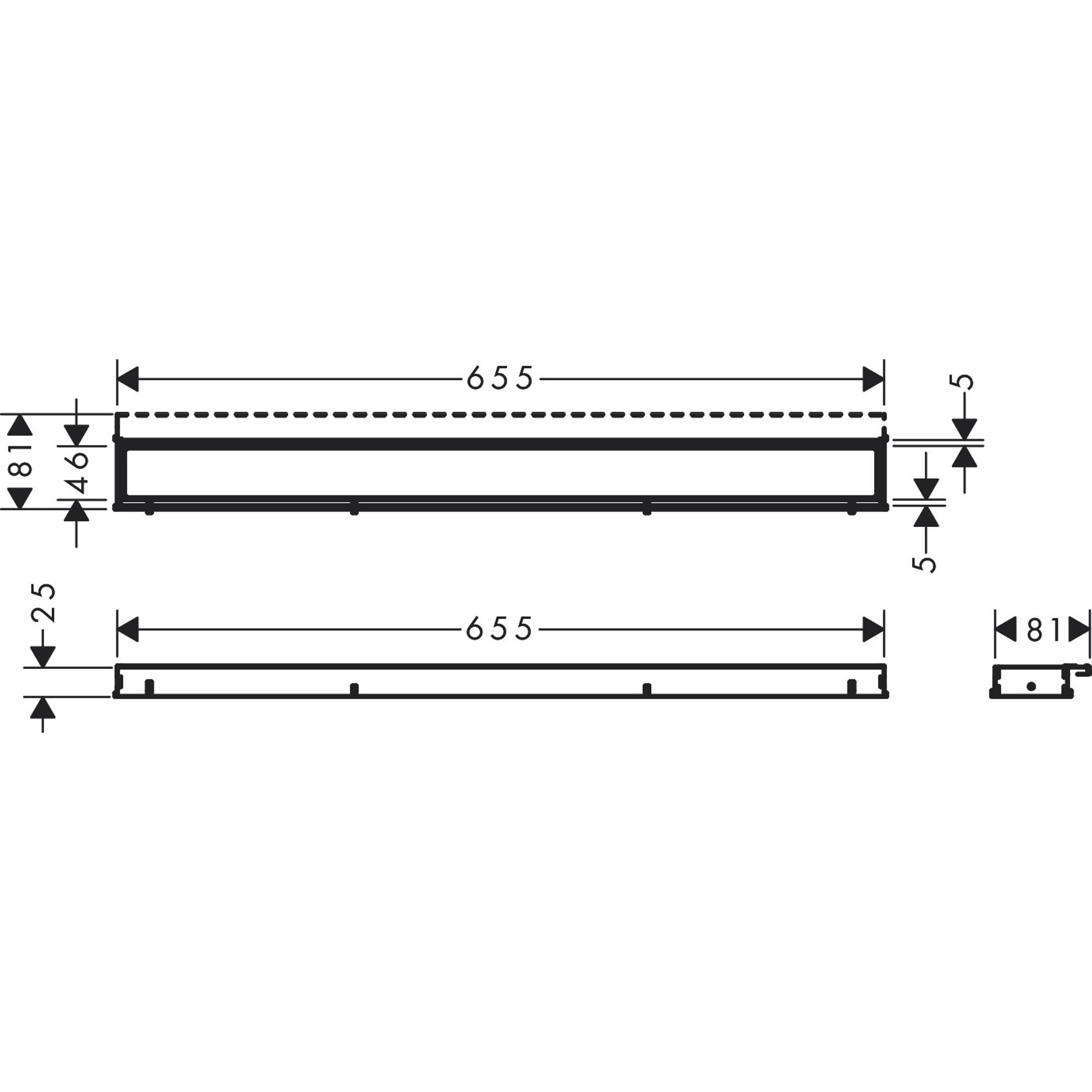 Hansgrohe Linear Duş Kanalı 70 Cm Seramik Kaplanabilir Kapak, Yüksekliği Ayarlanabilir Çerçeve İle 56037610