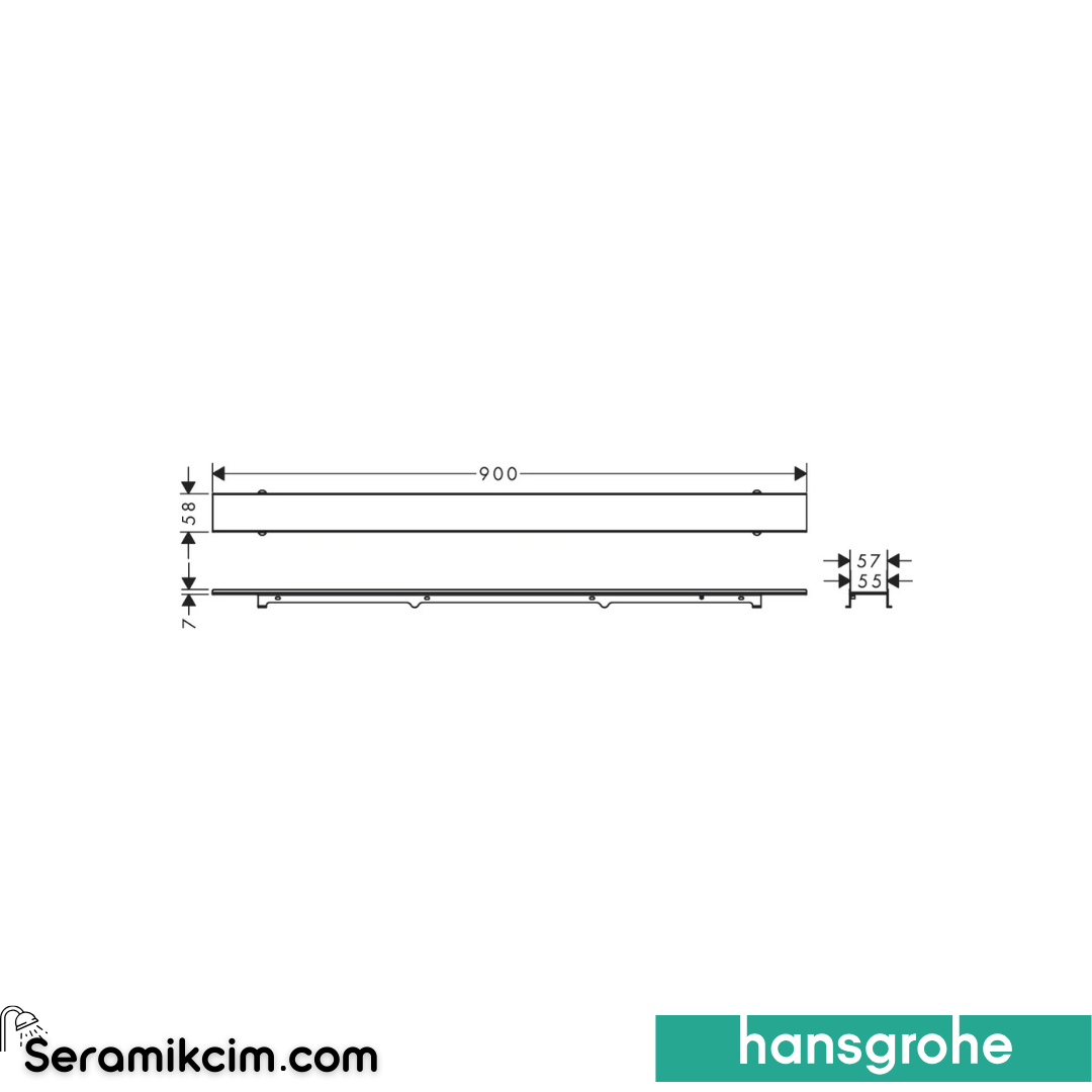 Hansgrohe Linear Duş Kanalı 80 Cm Seramik Kaplanabilir, Kesil Eviye Bataryası Uzatma İle Krom 56031000