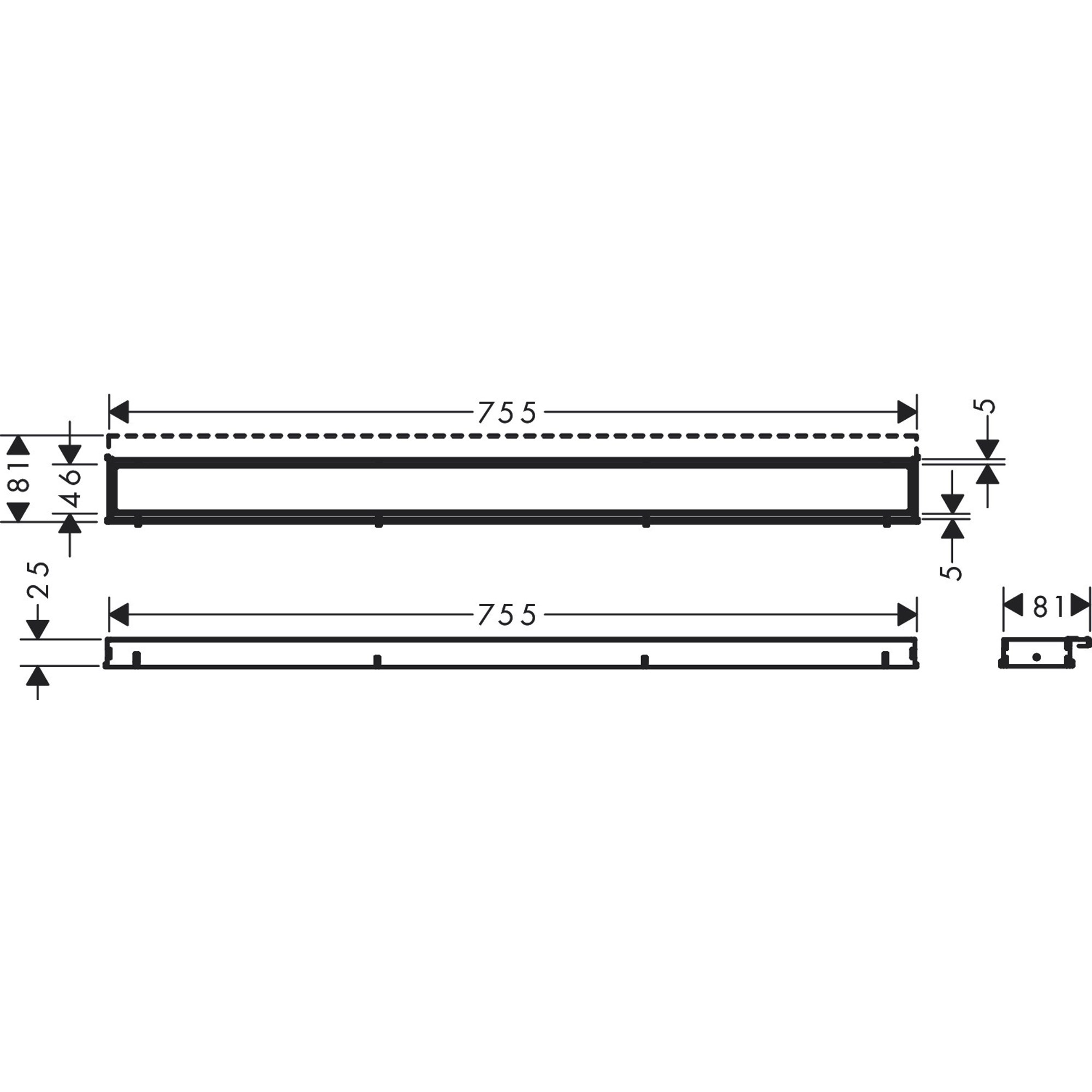 Hansgrohe Linear Duş Kanalı 80 Cm Seramik Kaplanabilir Kapak, Yüksekliği Ayarlanabilir Çerçeve İle Mat Beyaz 56038700