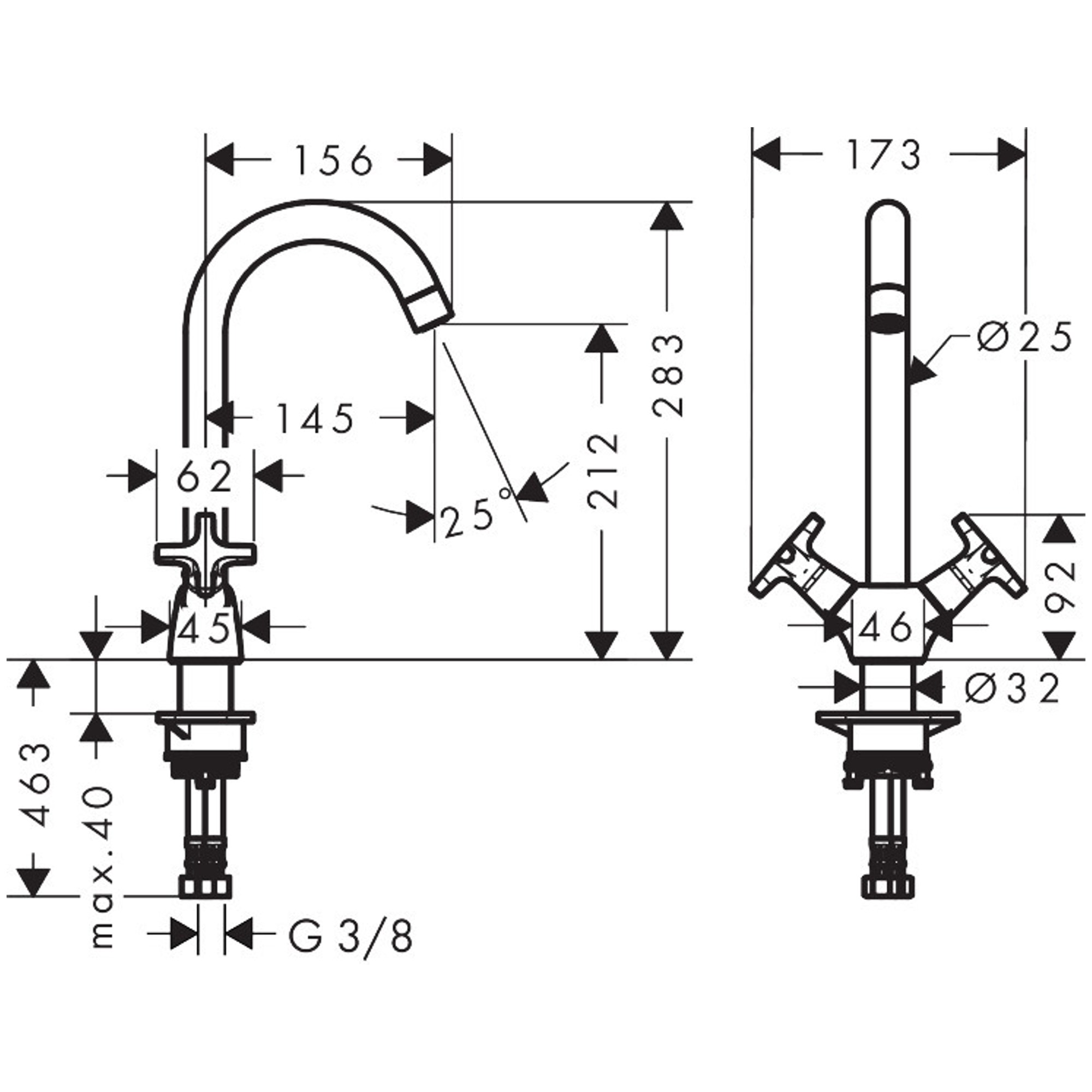 Hansgrohe Logis 2-Vol. Eviye Bataryası 220 Ecosmart+ Krom 71283000