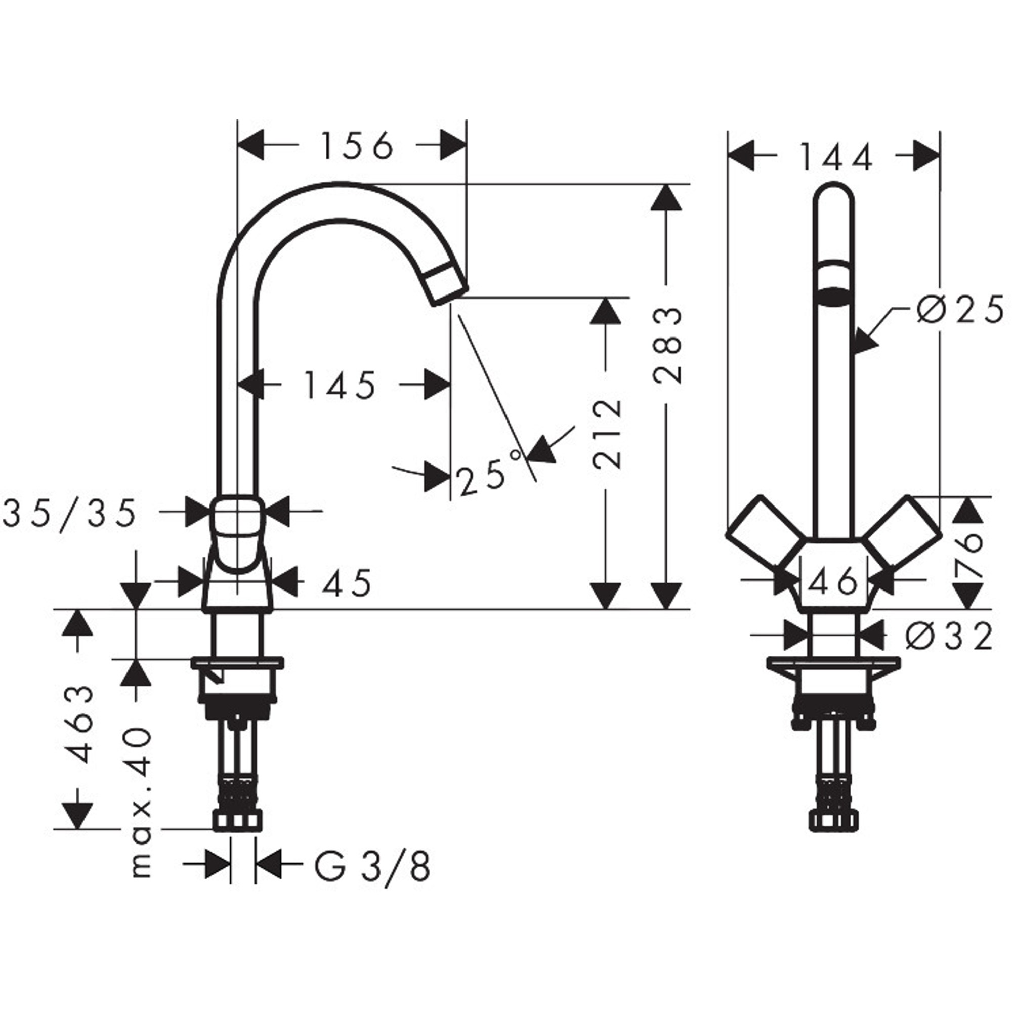 Hansgrohe Logis 2-Vol. Eviye Bataryası Krom 71280000
