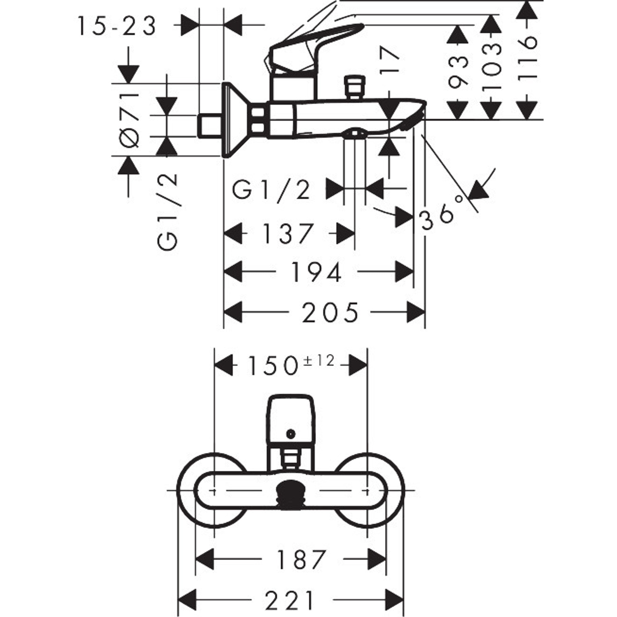 Hansgrohe Logis Banyo Bataryası 2 Akışlı 71401000