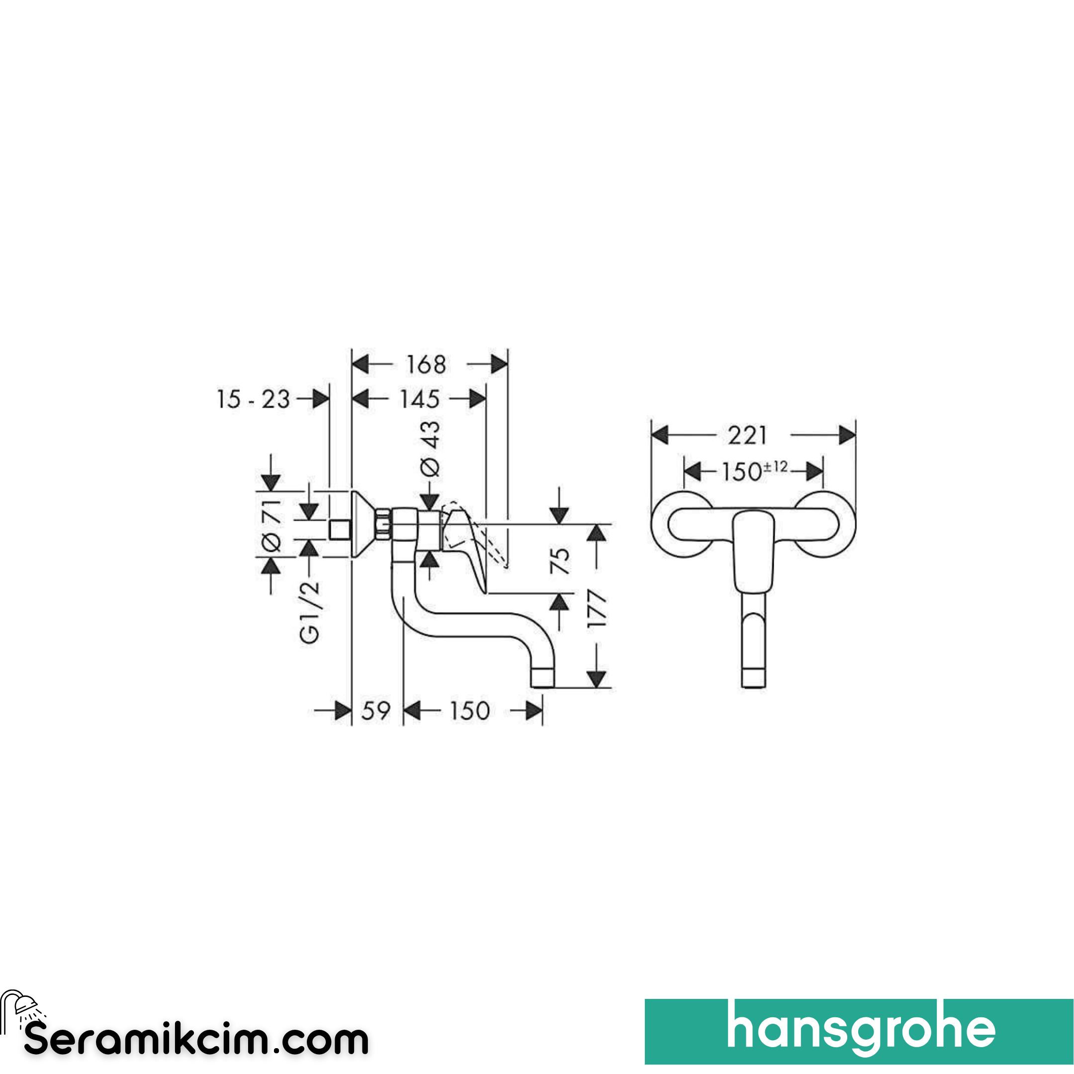 Hansgrohe Logis Duvardan Eviye Bataryası 71836000